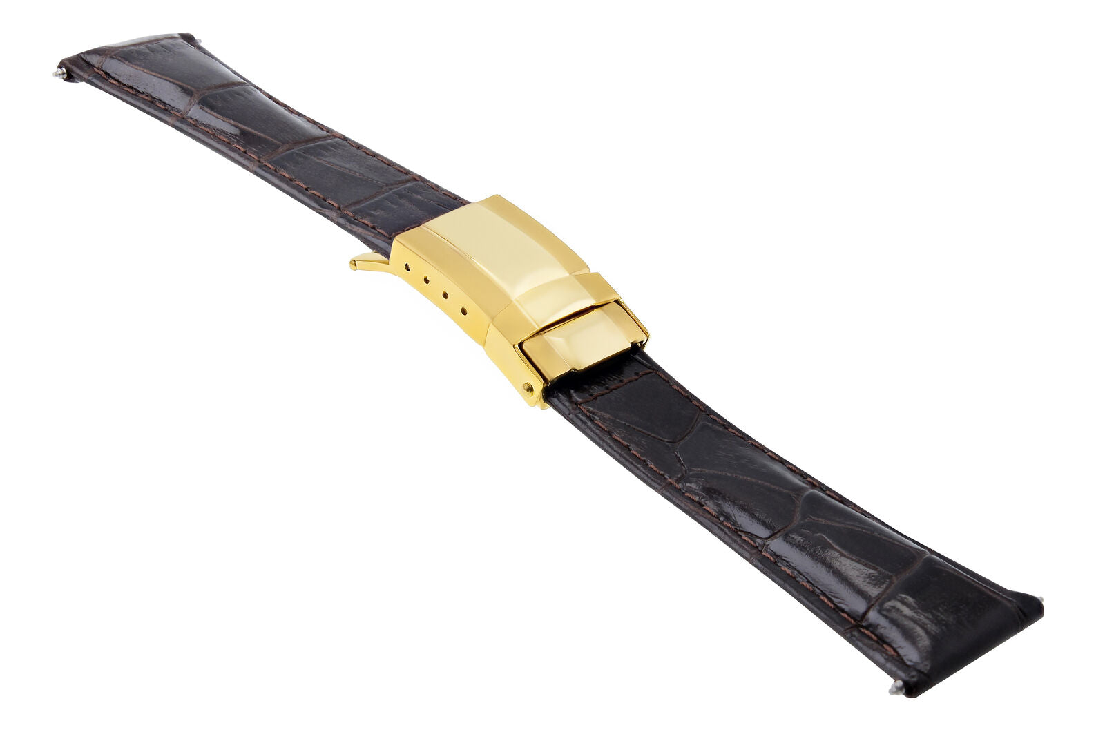 LEATHER STRAP FOR ROLEX DAYTONA 16520 116518 116519 REGULAR GOLD CLASP D/BROWN
