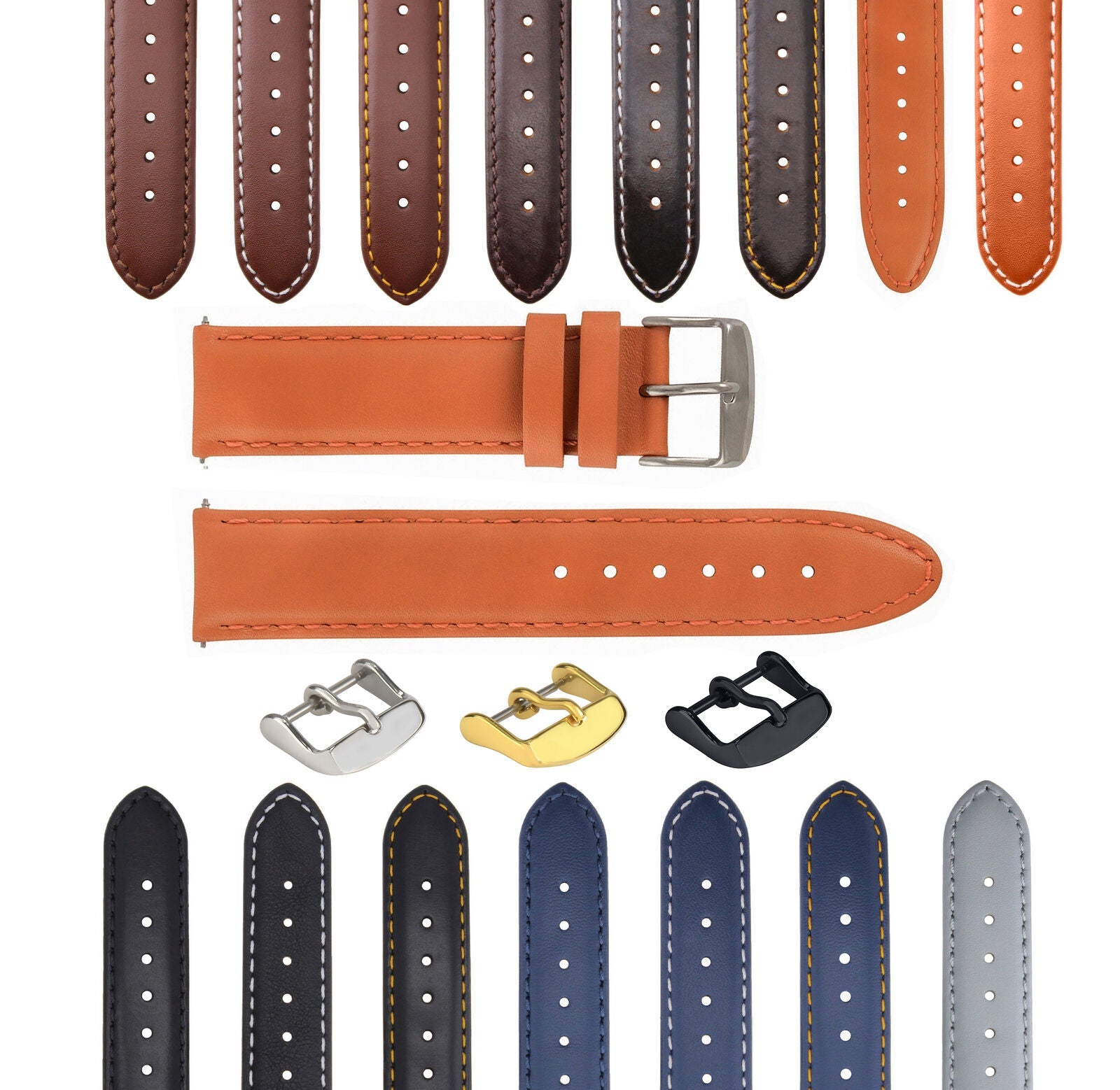 SMOOTH LEATHER WATCH BAND STRAP FOR TISSOT WATCH - 22MM