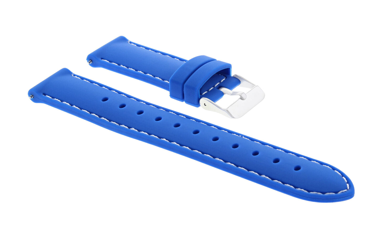 20MM SOFT RUBBER DIVER BAND STRAP FOR GUESS WATCH BLUE WHITE STITCHING