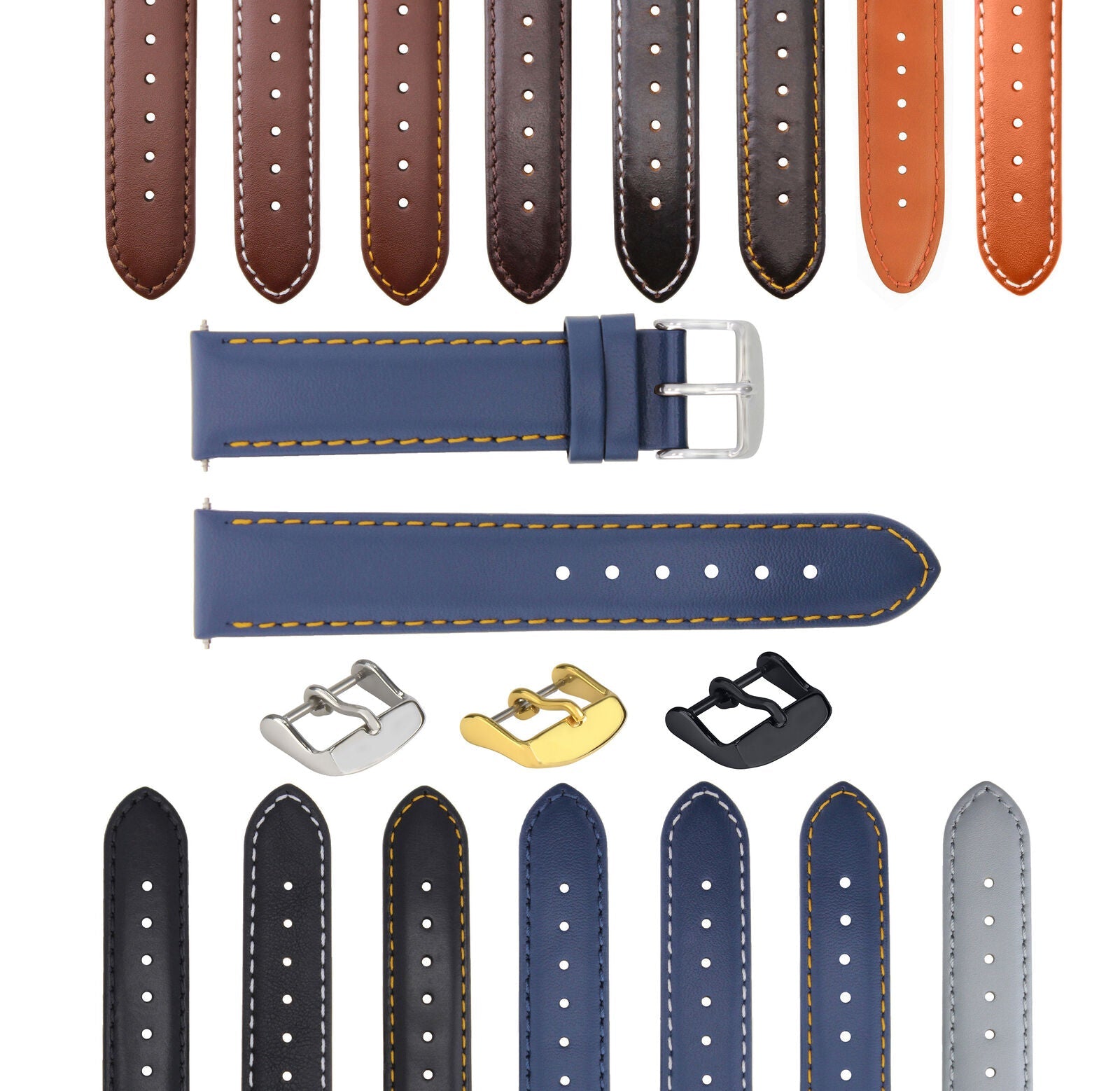 CLASSIC MENS SMOOTH LEATHER WATCH BAND STRAP FOR ROLEX DATEJUST - 24MM