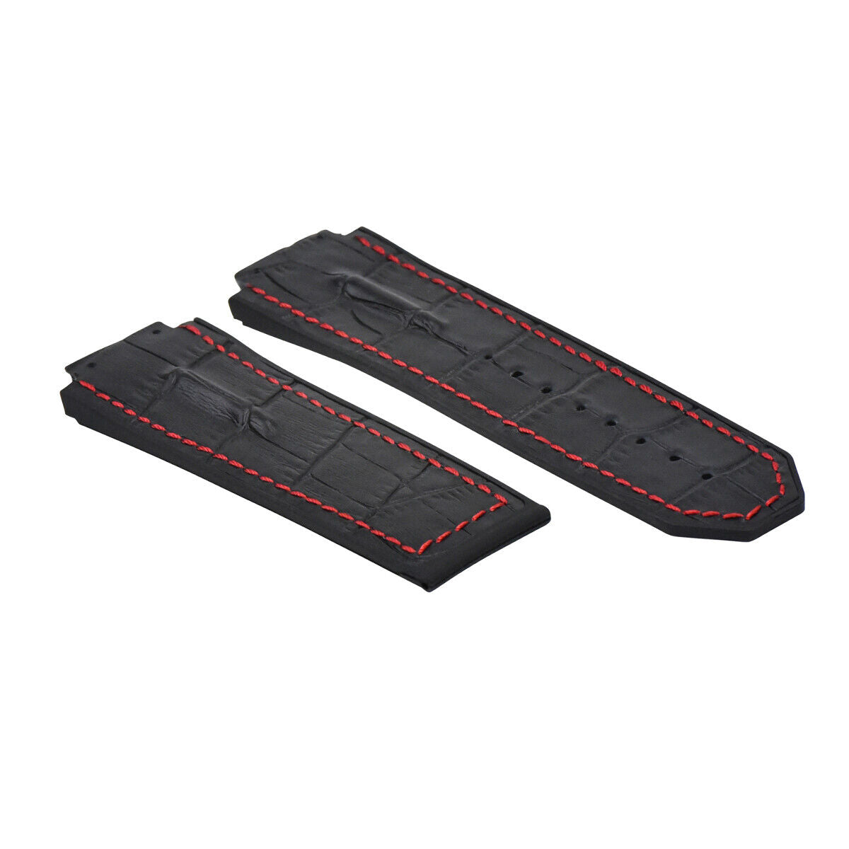 28MM LEATHER BAND STRAP FOR 48MM HUBLOT BIG BANG CERAMIC F1 KING POWER BLACK RED