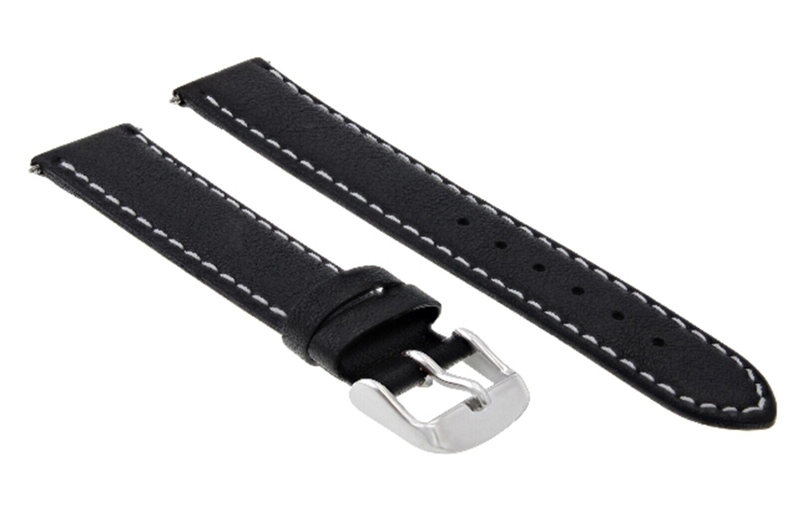24MM LEATHER WATCH STRAP SMOOTH BAND FOR 44MM PANERAI PAM GMT BLACK WHITE STITCH