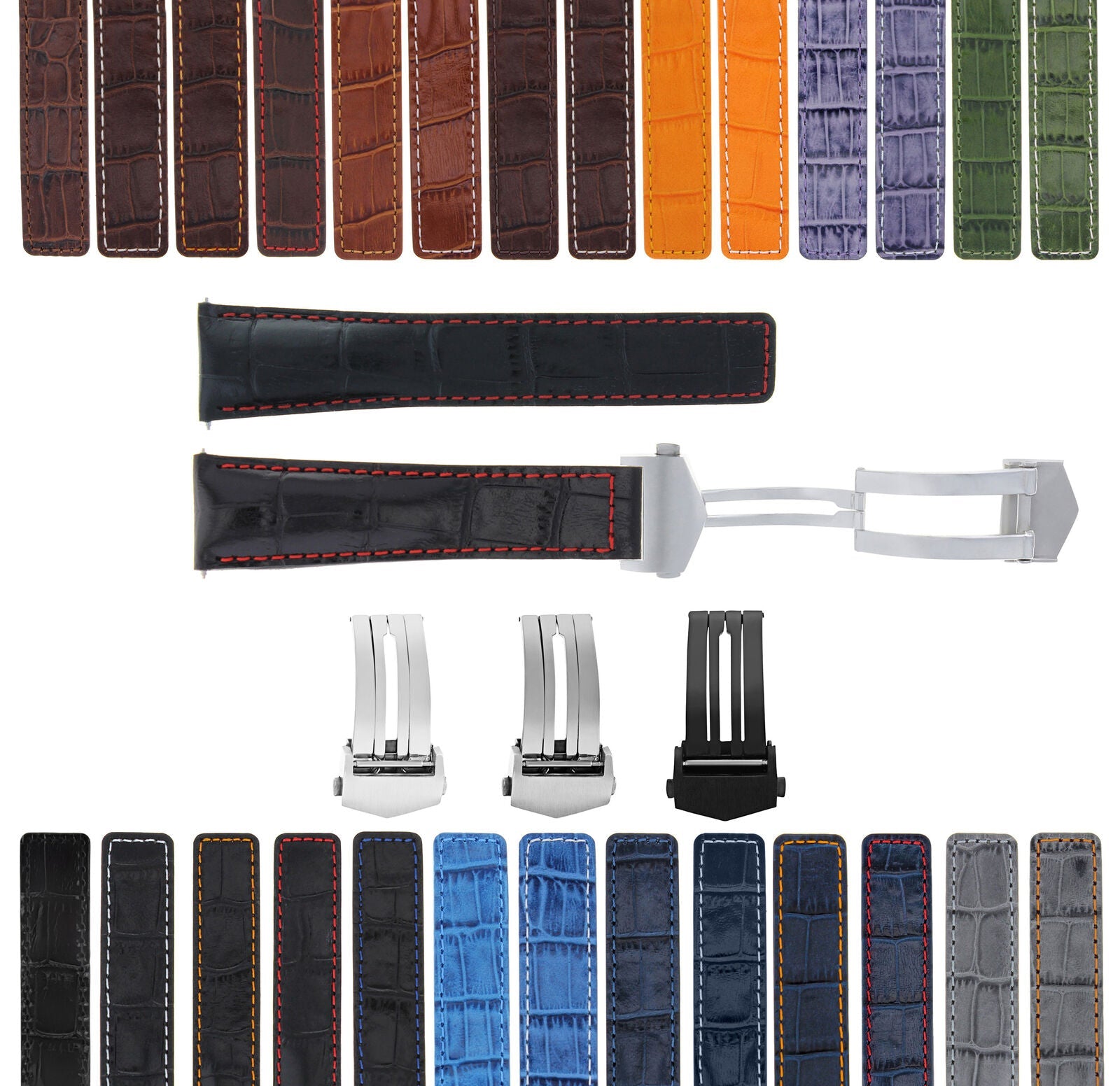 LEATHER WATCH BAND STRAP FOR TAG HEUER CARRERA DEPLOYMENT CLASP - 20MM