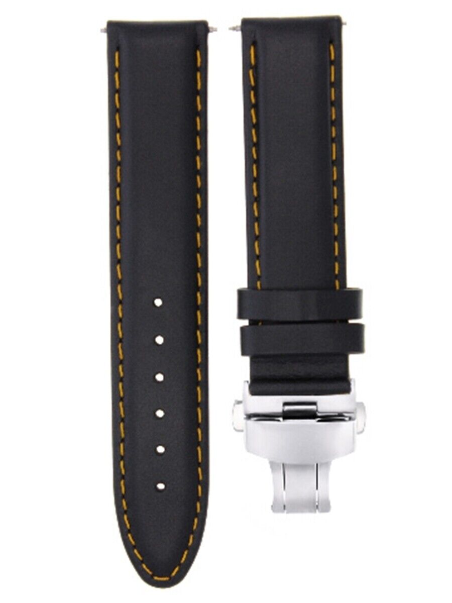 SMOOTH LEATHER WATCH BAND STRAP FOR TISSOT WATCH DEPLOYMENT - 20MM