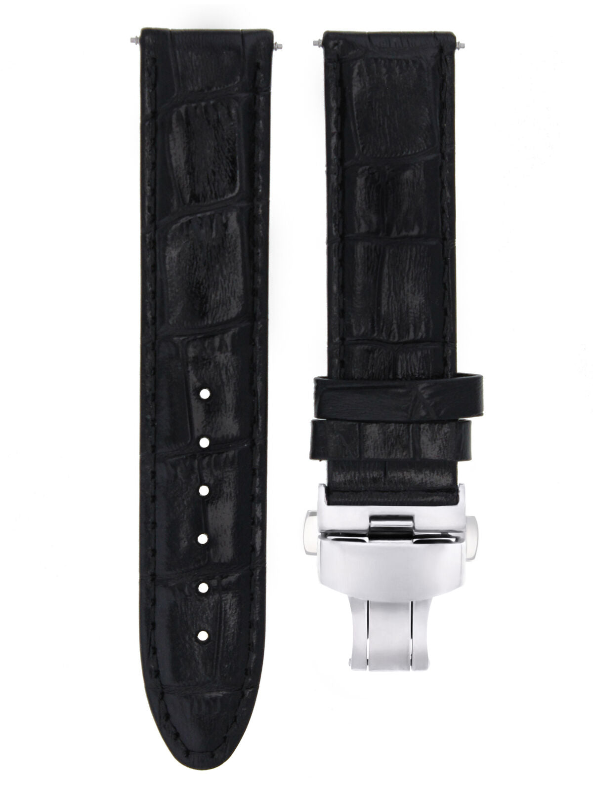 LEATHER WATCH BAND STRAP FOR LONGINES WATCH DEPLOYMENT CLASP - 19MM
