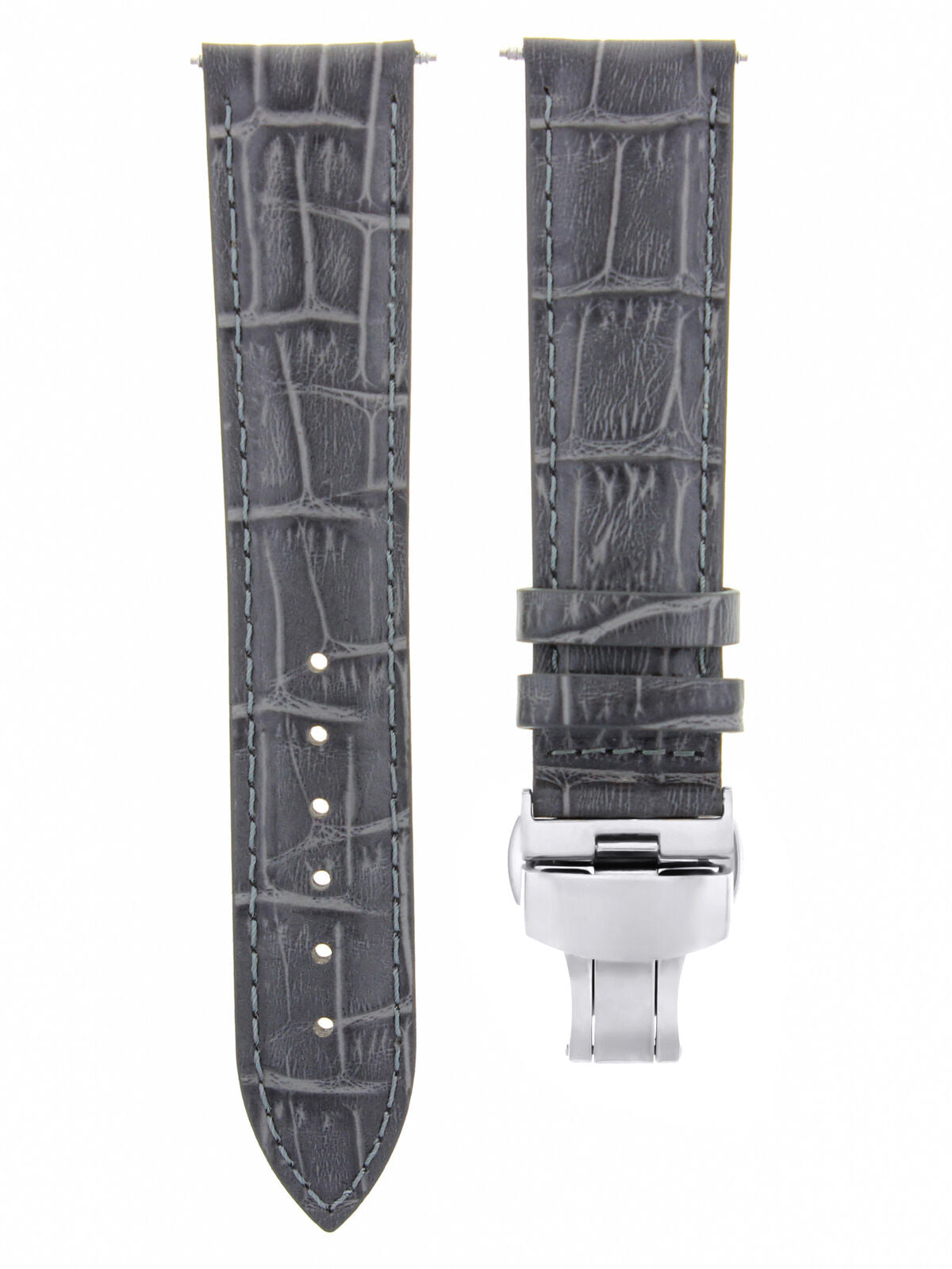 22MM LEATHER BAND STRAP FOR BREITLING CHRONOMAT NAVITIMER BENTELY CLASP GREY