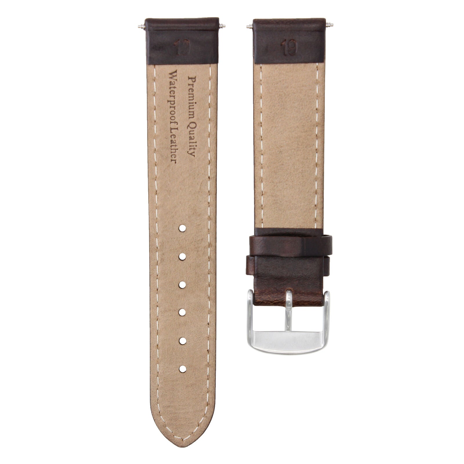 26MM LEATHER STRAP SMOOTH WATCH BAND FOR INVICTA RESERVE 0360 DARK BROWN WHITE S