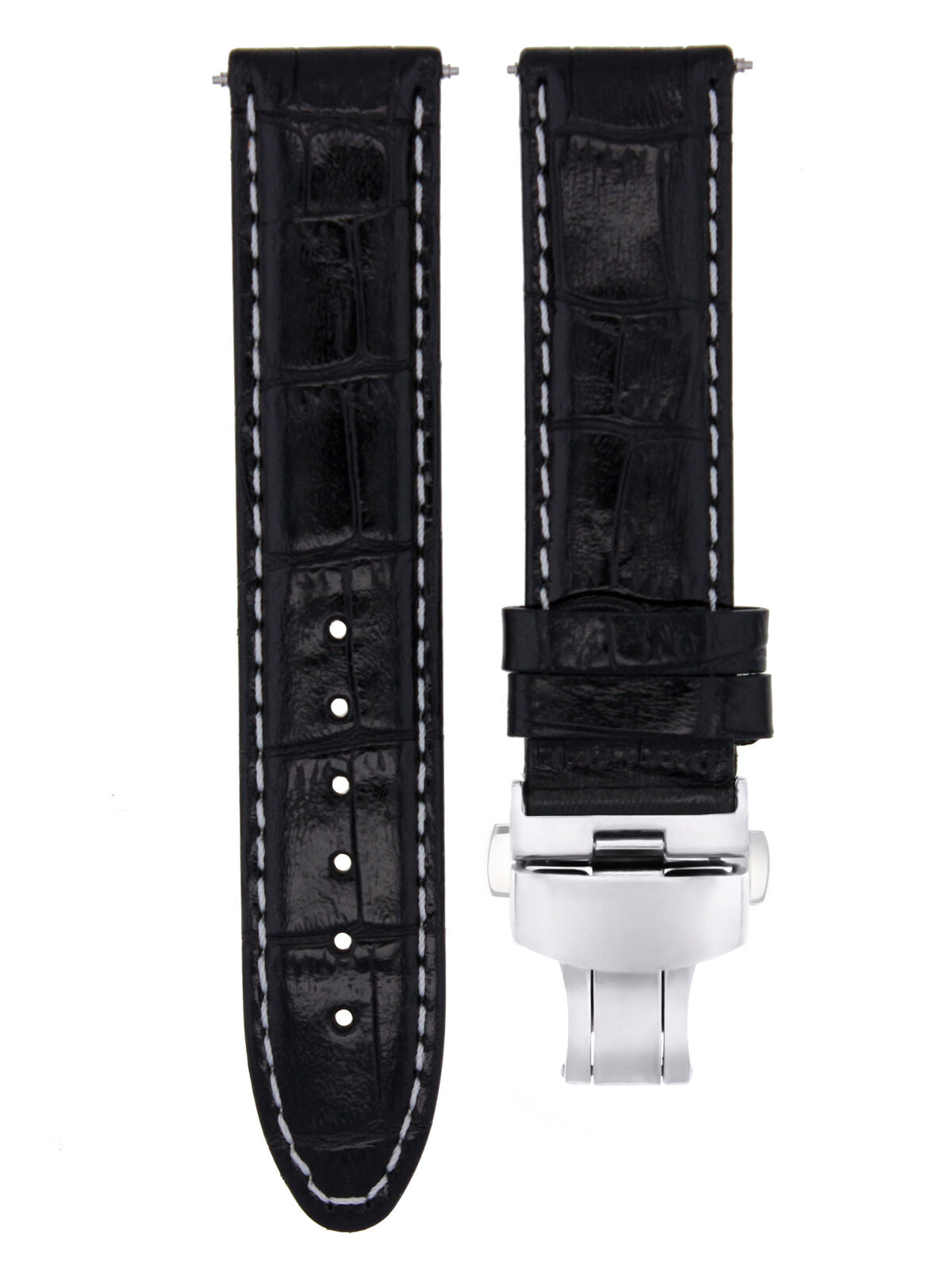 LEATHER WATCH BAND STRAP FOR BREITLING WATCH DEPLOYMENT CLASP - 19 MM