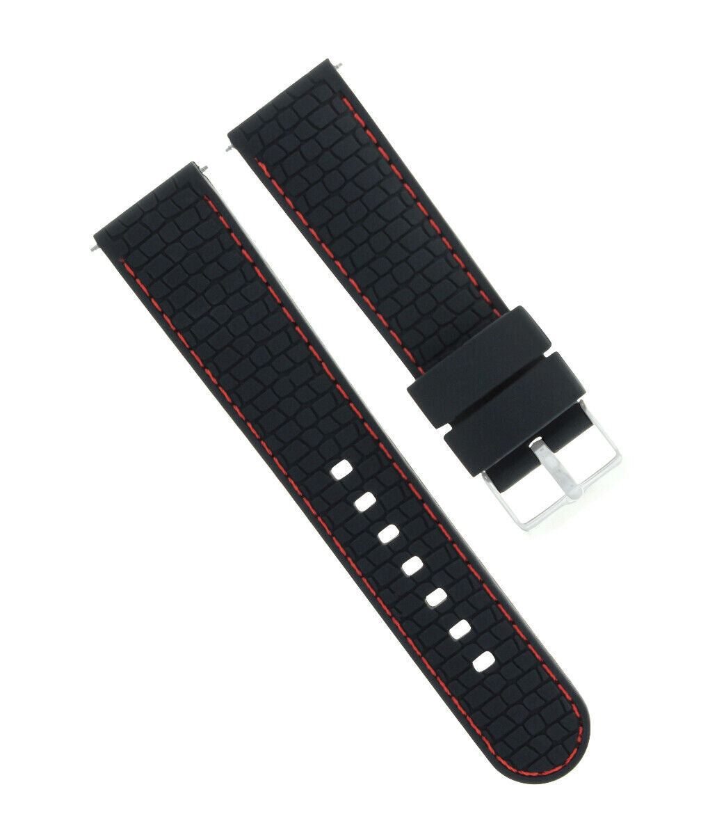 NEW 24MM RUBBER STRAP BAND FOR GUESS WATCH BLACK RED STITCH