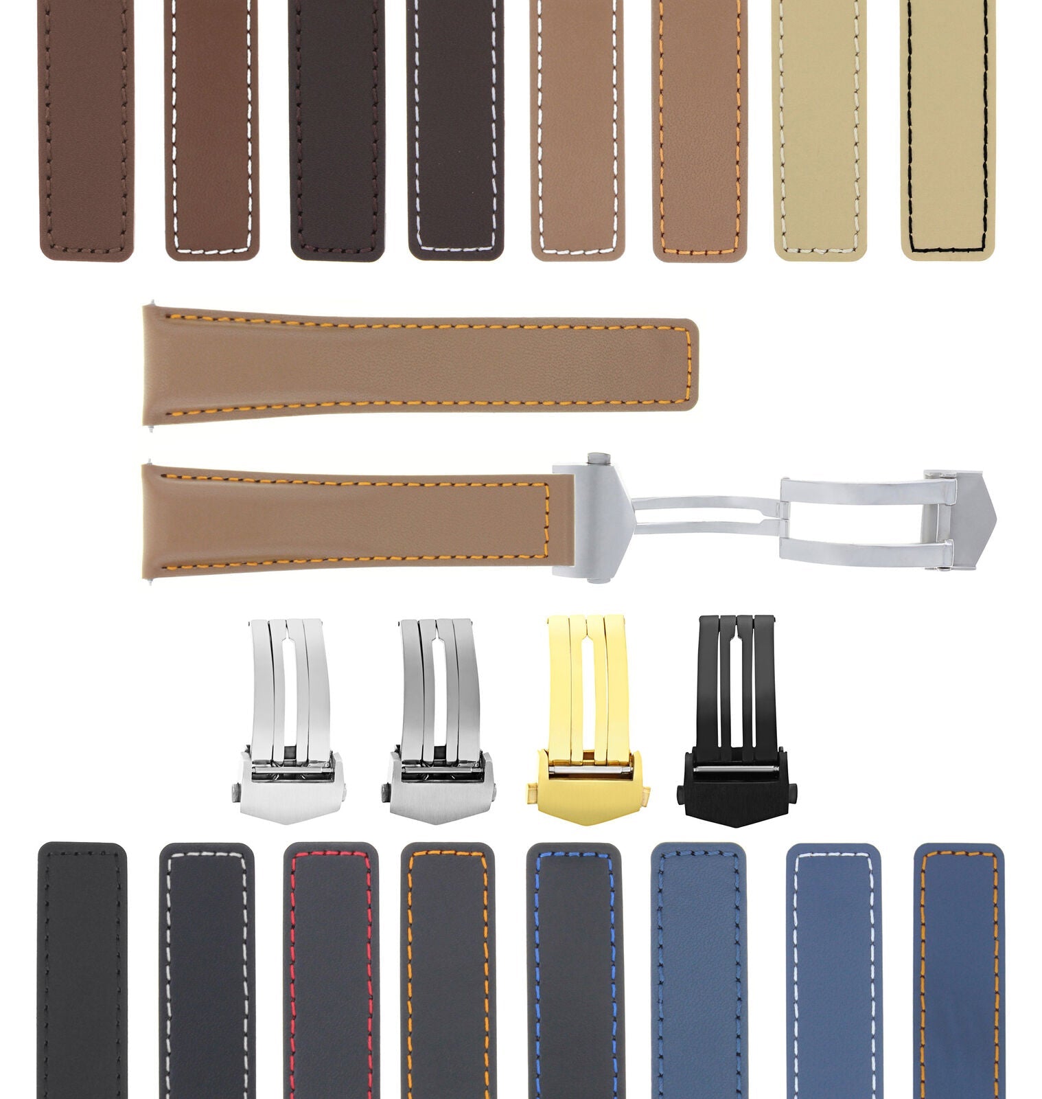 LEATHER WATCH BAND STRAP FOR TAG HEUER CARRERA MONACO TWIN T + CLASP - 20MM