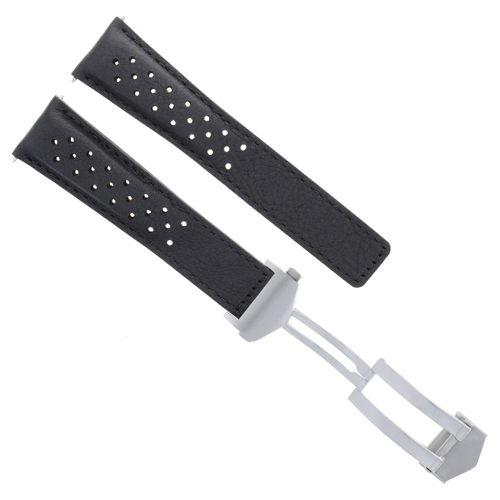 LEATHER WATCH BAND STRAP FOR ORIS ARTIX SPORT CHRONOGRAPH PERFORAT + CLASP 19MM