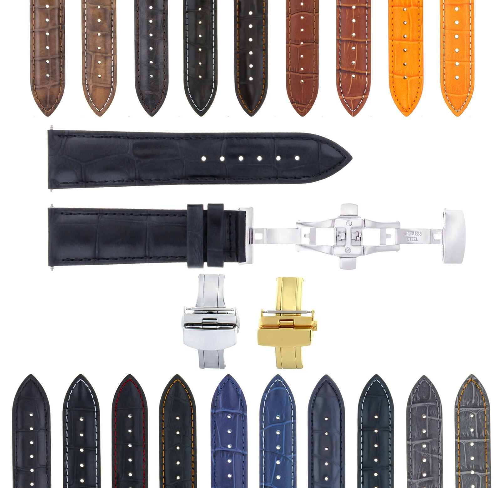 17-18-19-20-21-22-23-24MM LEATHER WATCH BAND STRAP FOR TISSOT DEPLOYMENT CLASP
