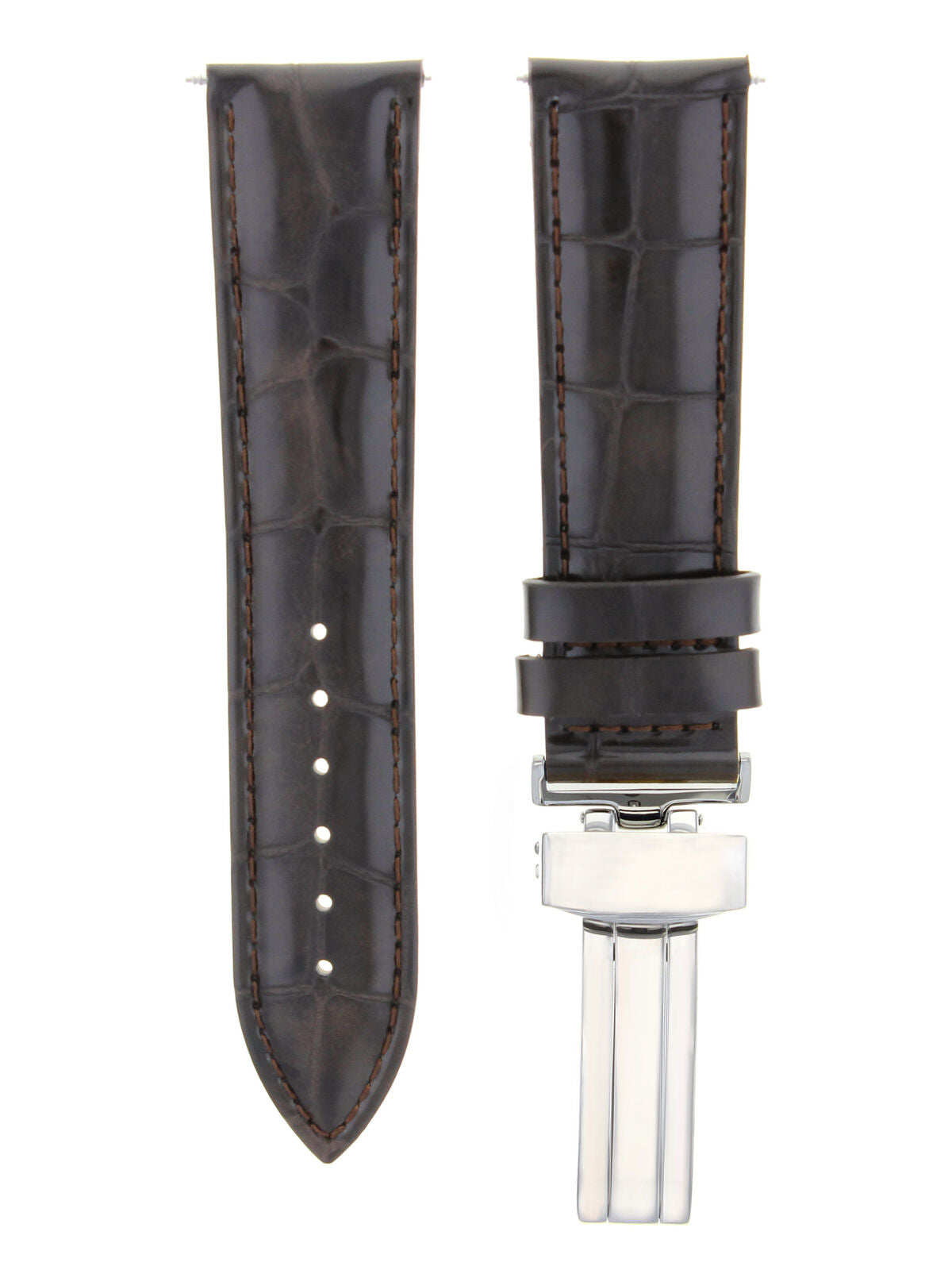 18MM LEATHER WATCH BAND STRAP DEPLOYMENT CLASP BUCKLE FOR BREITLING D/BROWN 1A