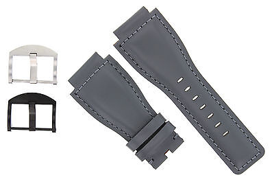 24MM GENUINE WATCH STRAP SMOOTH BAND FOR BELL ROSS BR-01-BR-03 GREY #8B