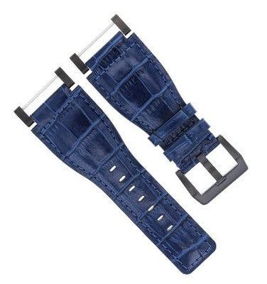 24MM FOR SUUNTO CORE LEATHER WATCH BAND STRAP WITH ADAPTER BLUE PVD TOP QUALITY