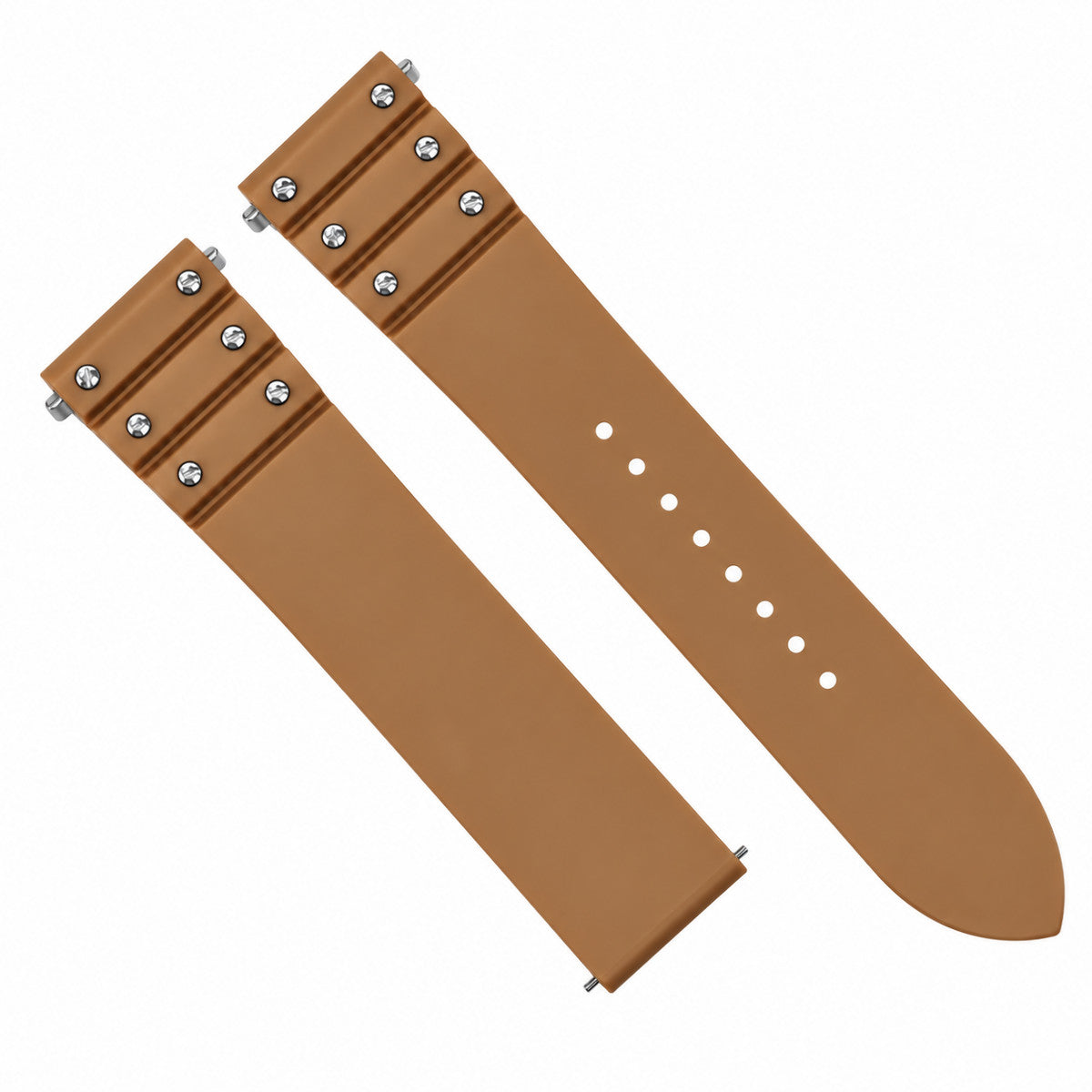 19MM SILICONE RUBBER WATCH BAND STRAP FOR CARTIER SANTOS EZ RELEASE LIGHT BROWN