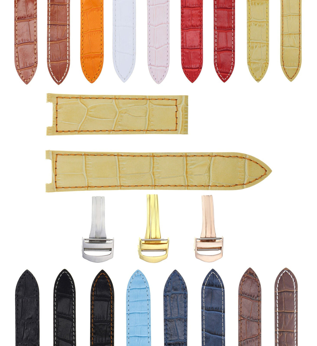 18-20-21MM LEATHER WATCH BAND STRAP FITS CARTIER PASHA  35-38-42MM CHRONOGRAPH - Gold