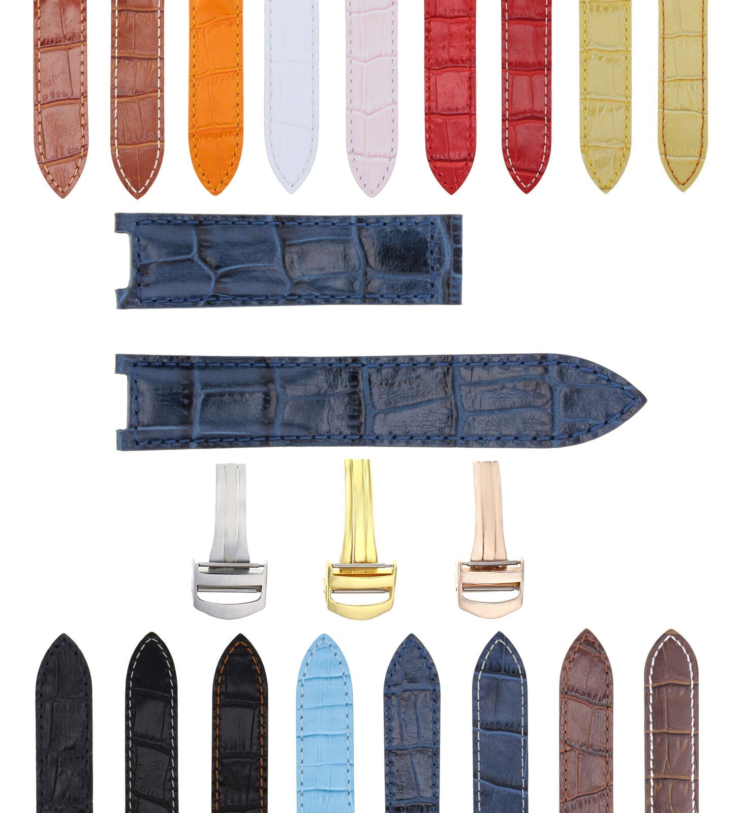 18-20-21MM LEATHER WATCH BAND STRAP FITS CARTIER PASHA  35-38-42MM CHRONOGRAPH - Gold