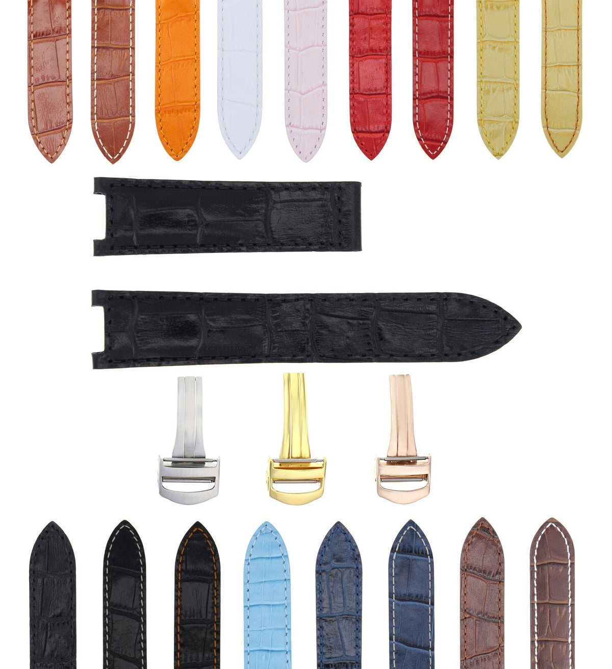 18-20-21MM LEATHER WATCH BAND STRAP FITS CARTIER PASHA  35-38-42MM CHRONOGRAPH - Gold