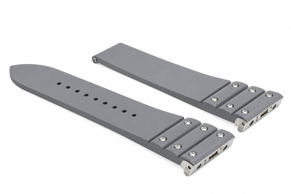 21MM SILICONE RUBBER WATCH BAND STRAP FOR CARTIER SANTOS EZ QUICK RELEASE GREY