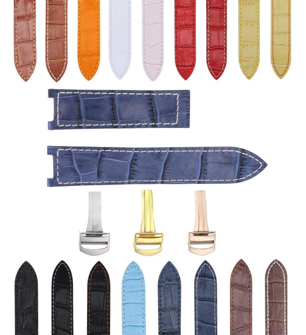 18-20-21MM LEATHER WATCH BAND STRAP FITS CARTIER PASHA  35-38-42MM CHRONOGRAPH - Gold