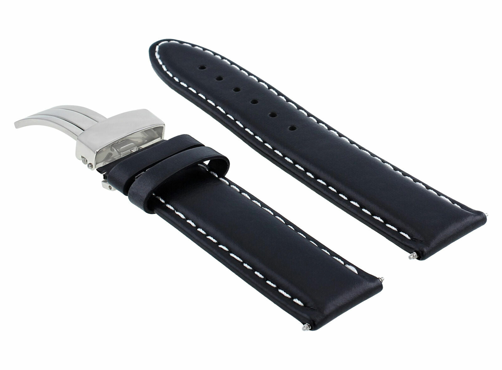 20MM LEATHER BAND STRAP SMOOTH CLASP FOR ROLEX DATEJUST 16013 16233 BLACK WS