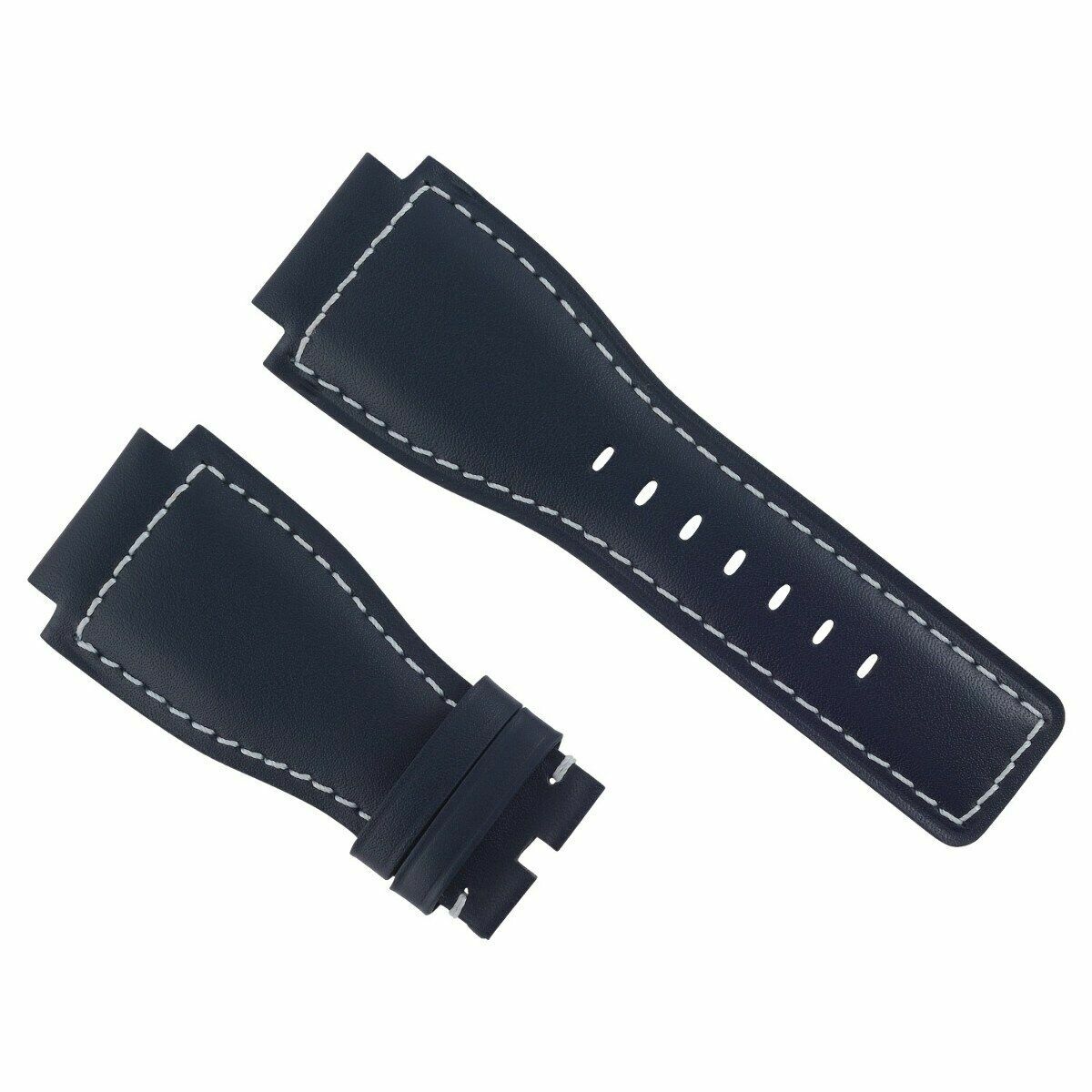 24MM GENUINE WATCH BAND STRAP SMOOTH BAND FOR BELL ROSS BR-01-BR-03 BLUE WS