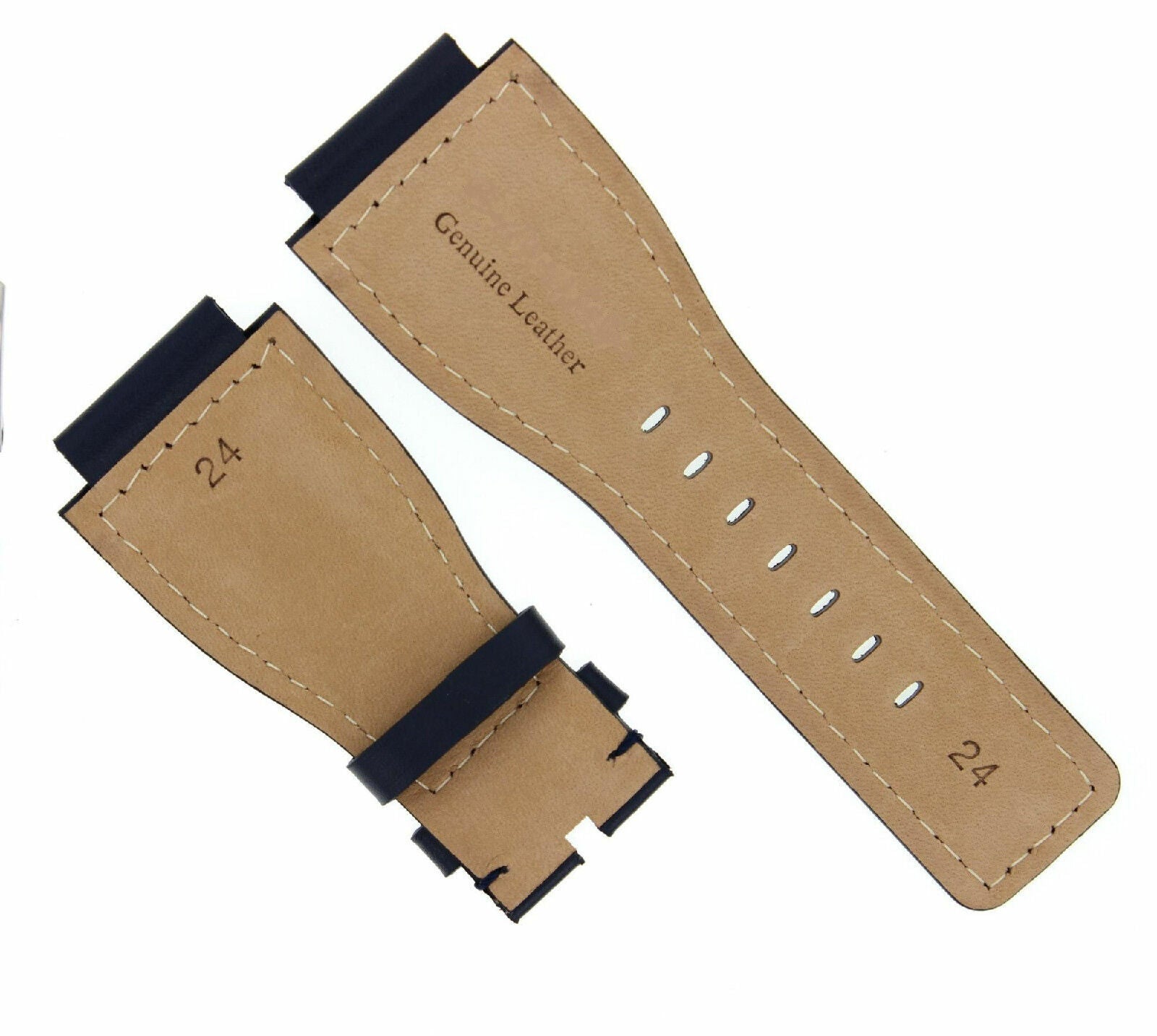 24MM GENUINE WATCH STRAP SMOOTH BAND FOR BELL ROSS BR-01-BR-03 WATCH BLACK