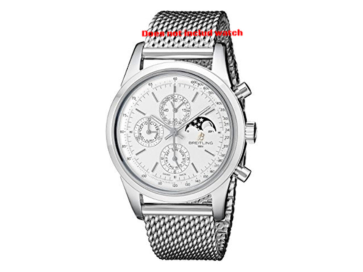 18mm-20mm,22mm,24mm SHARK MESH 4MM THICK STEEL WATCH BAND BRACELET FOR BREITLING