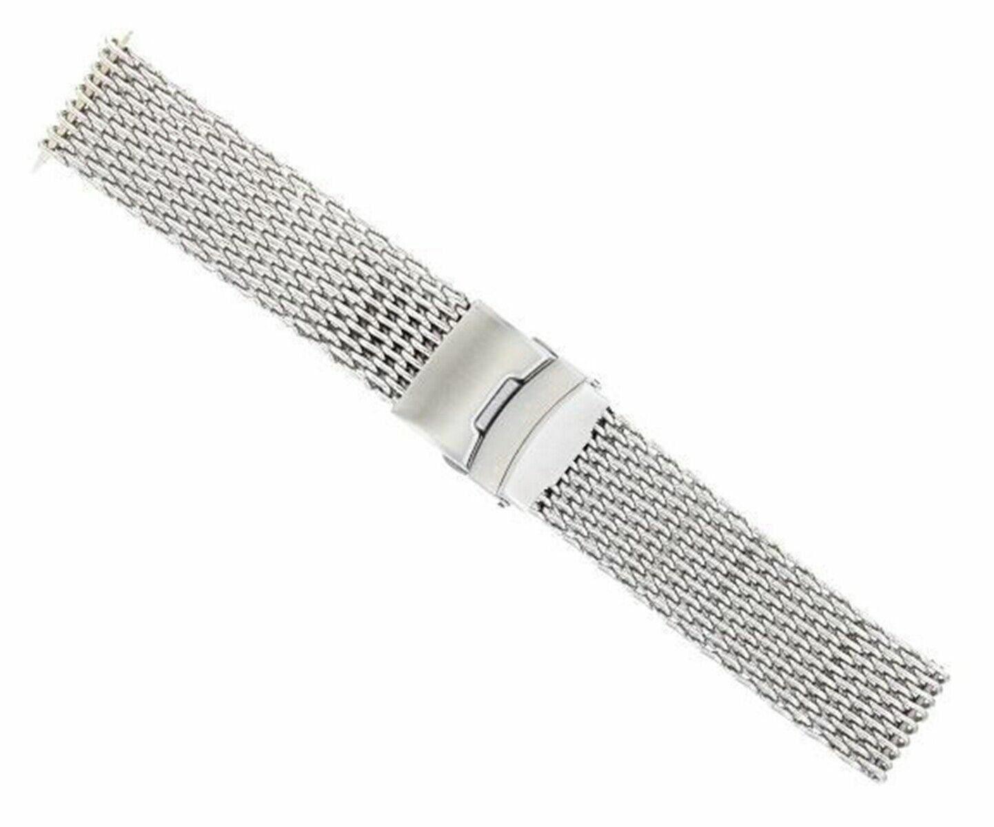 18-20-22-24mm HEAVY SHARK MESH BAND STAINLESS STEEL CLASP FOR SEIKO KINETIC TQ
