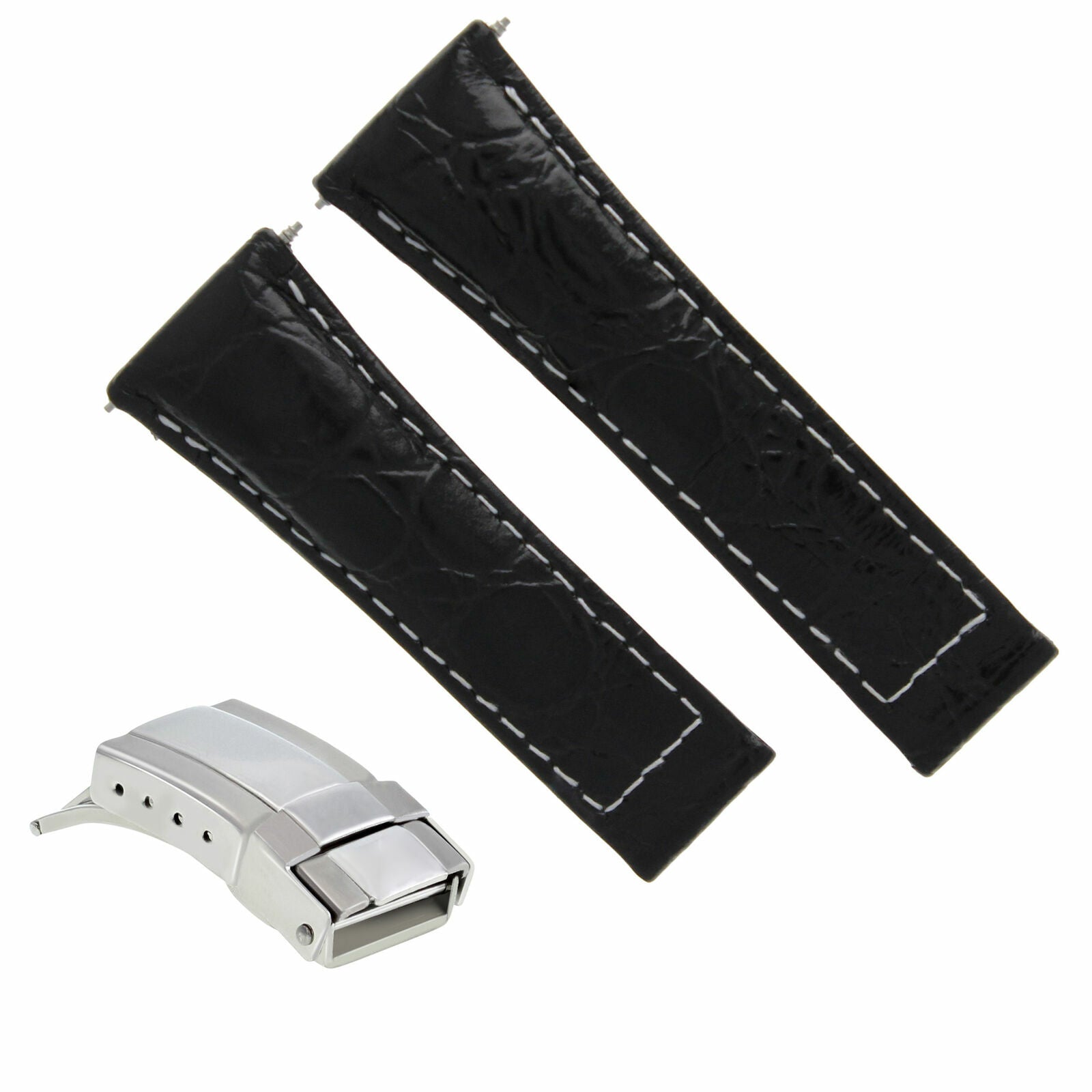 GENUINE LEATHER WATCH STRAP FOR ROLEX DAYTONA REGULAR  BLACK TAN GREEN + CLASP