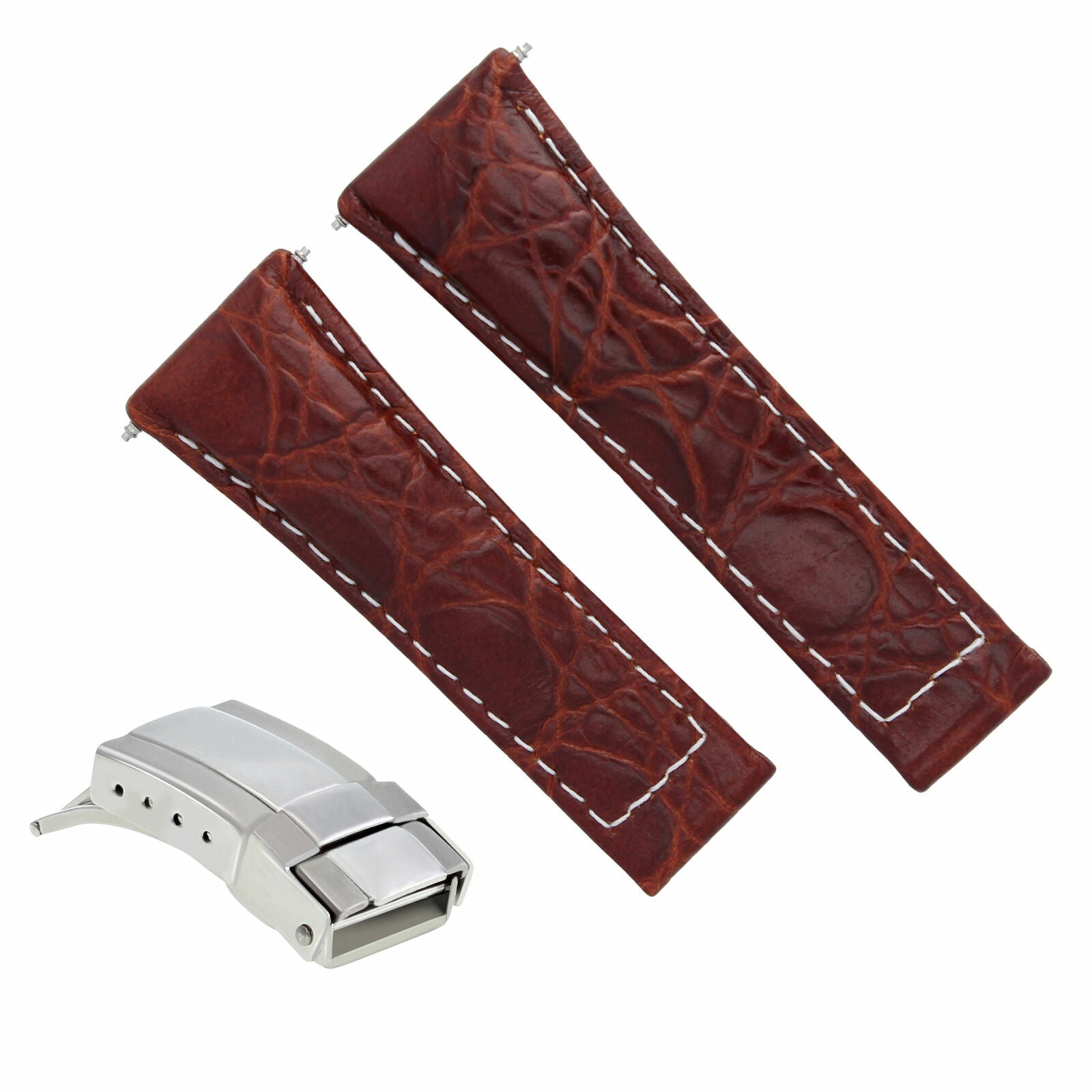 GENUINE LEATHER WATCH STRAP FOR ROLEX DAYTONA REGULAR  BLACK TAN GREEN + CLASP