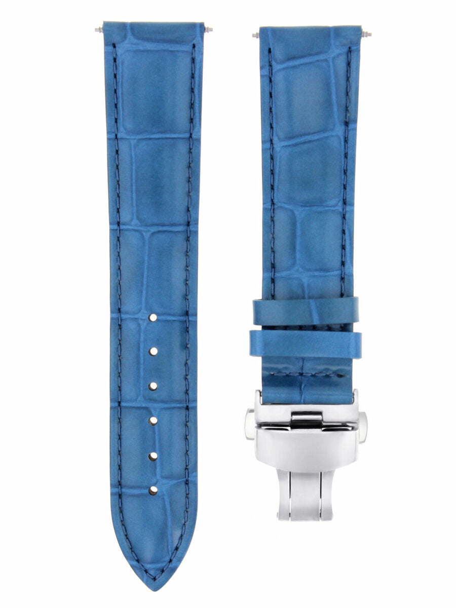 17,18,19,20,20,21,22,23,24MM LEATHER BAND STRAP CLASP FOR LONGINES WATCH, Light Blue, view 4
