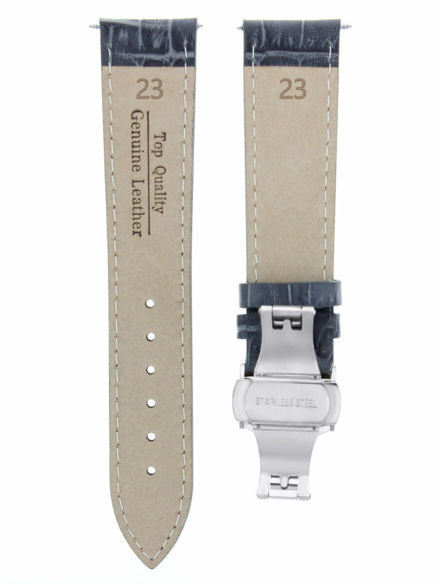 17,18,19,20,20,21,22,23,24MM LEATHER BAND STRAP CLASP FOR LONGINES WATCH, Grey, front view