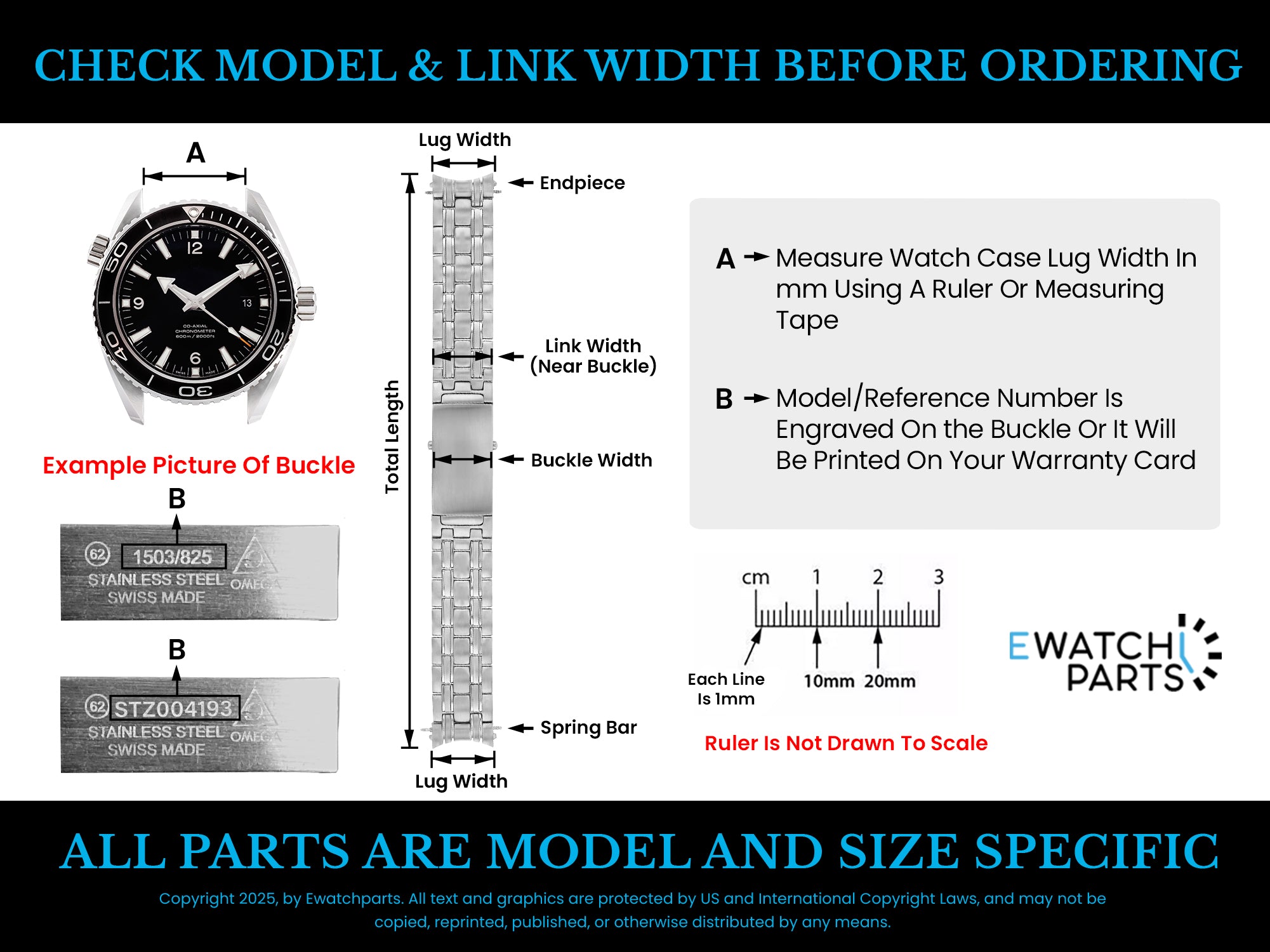 18MM WATCH BAND LINK FOR OMEGA SEAMASTER 2201.50, 2201.21, 222.30.12.20, 2209.50