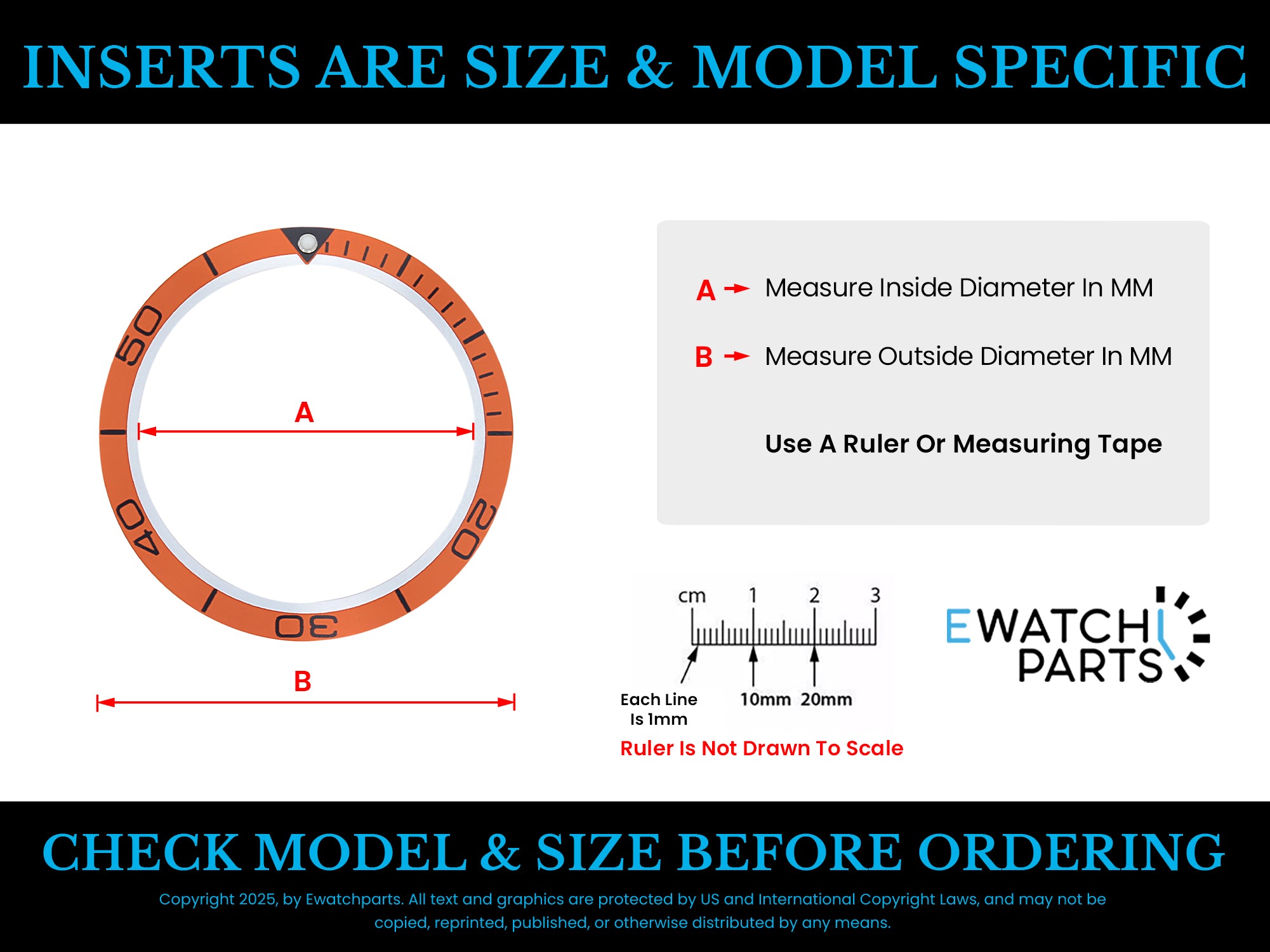 REPLACEMENT BEZEL INSERT BLUE/RED FOR WATCH 38MM X 31.50MM