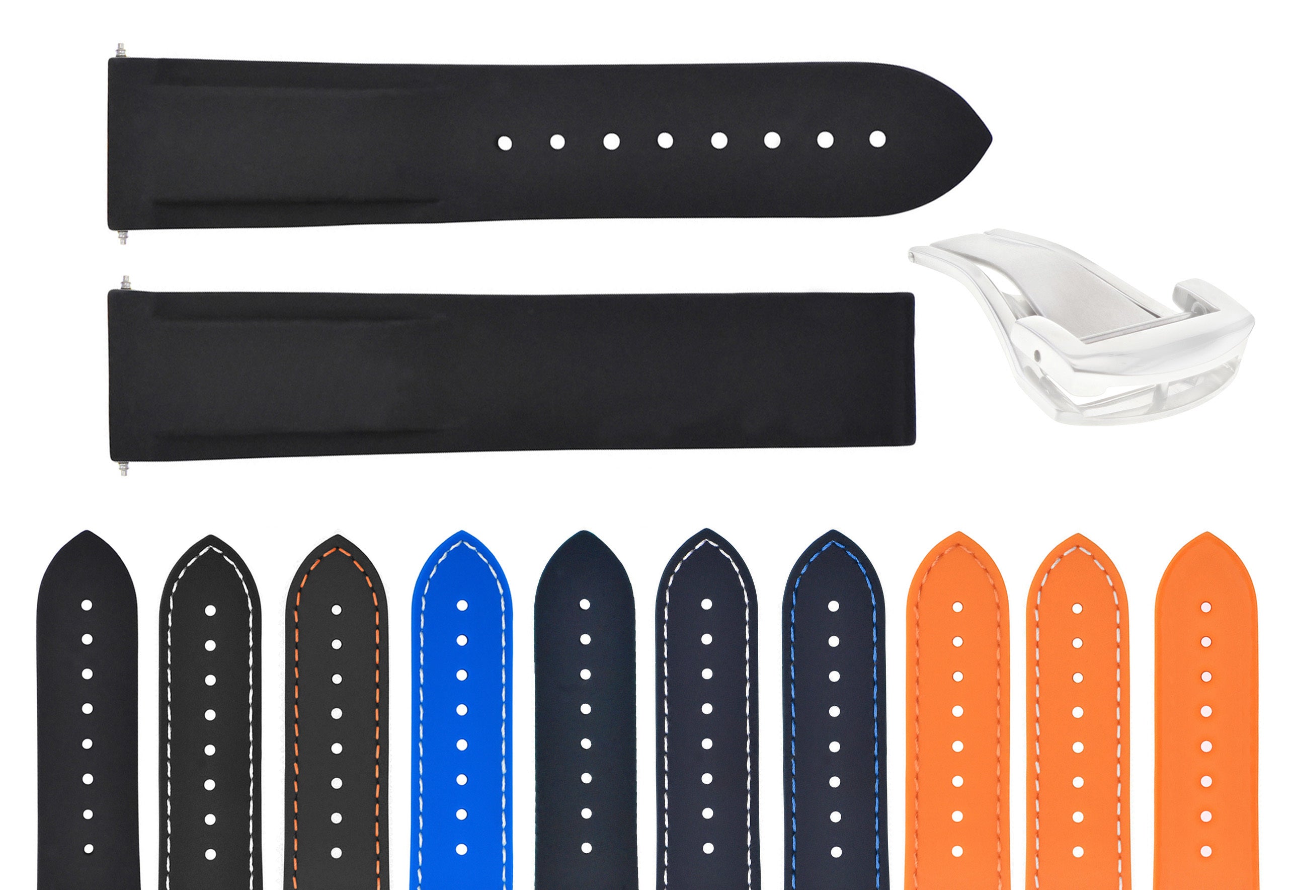 20MM 22MM RUBBER DIVER STRAP BAND 41MM + 45.5MM FOR OMEGA SEAMASTER CLASP CURVED