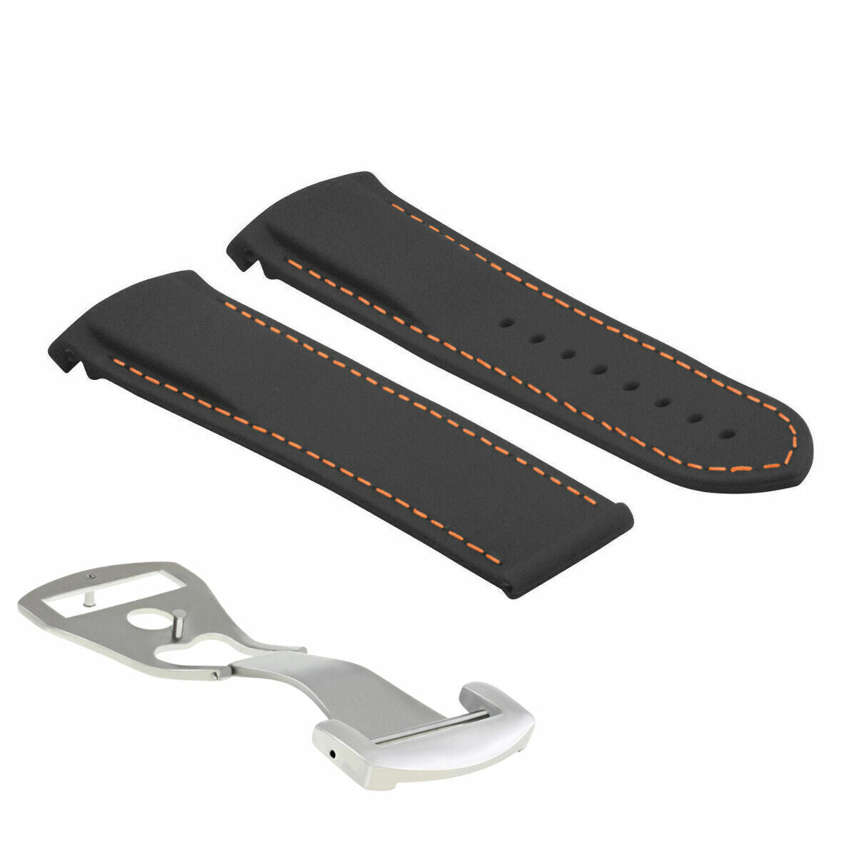 20MM 22MM RUBBER DIVER STRAP BAND 41MM + 45.5MM FOR OMEGA SEAMASTER CLASP CURVED