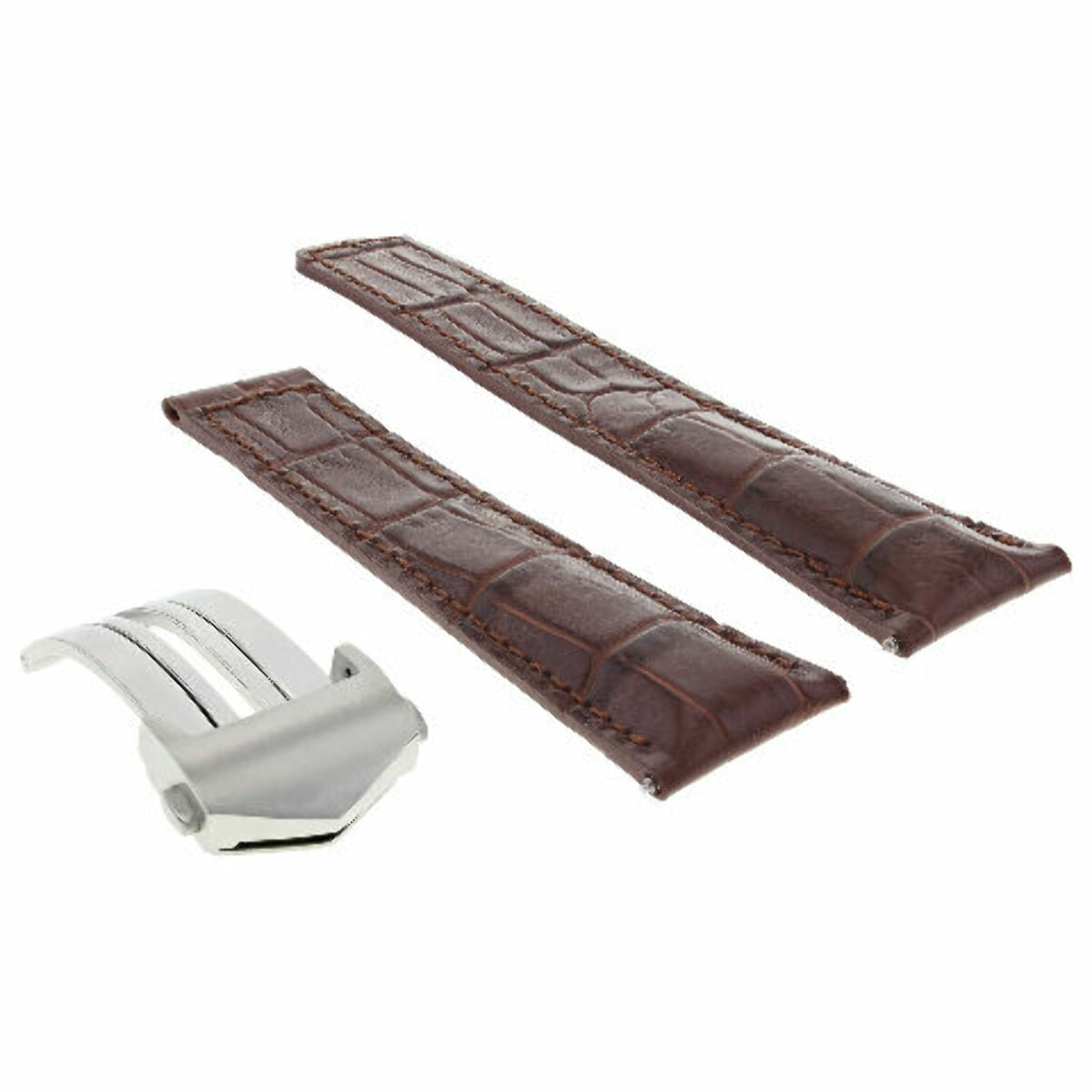 19MM LEATHER WATCH BAND STRAP DEPLOYMENT CLASP FOR TAG HEUER CARERRA 3TC
