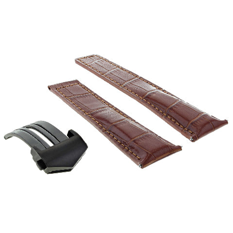 19mm Leather Watch Band Strap With Deployment Clasp For Tag Heuer Carrera, view 3
