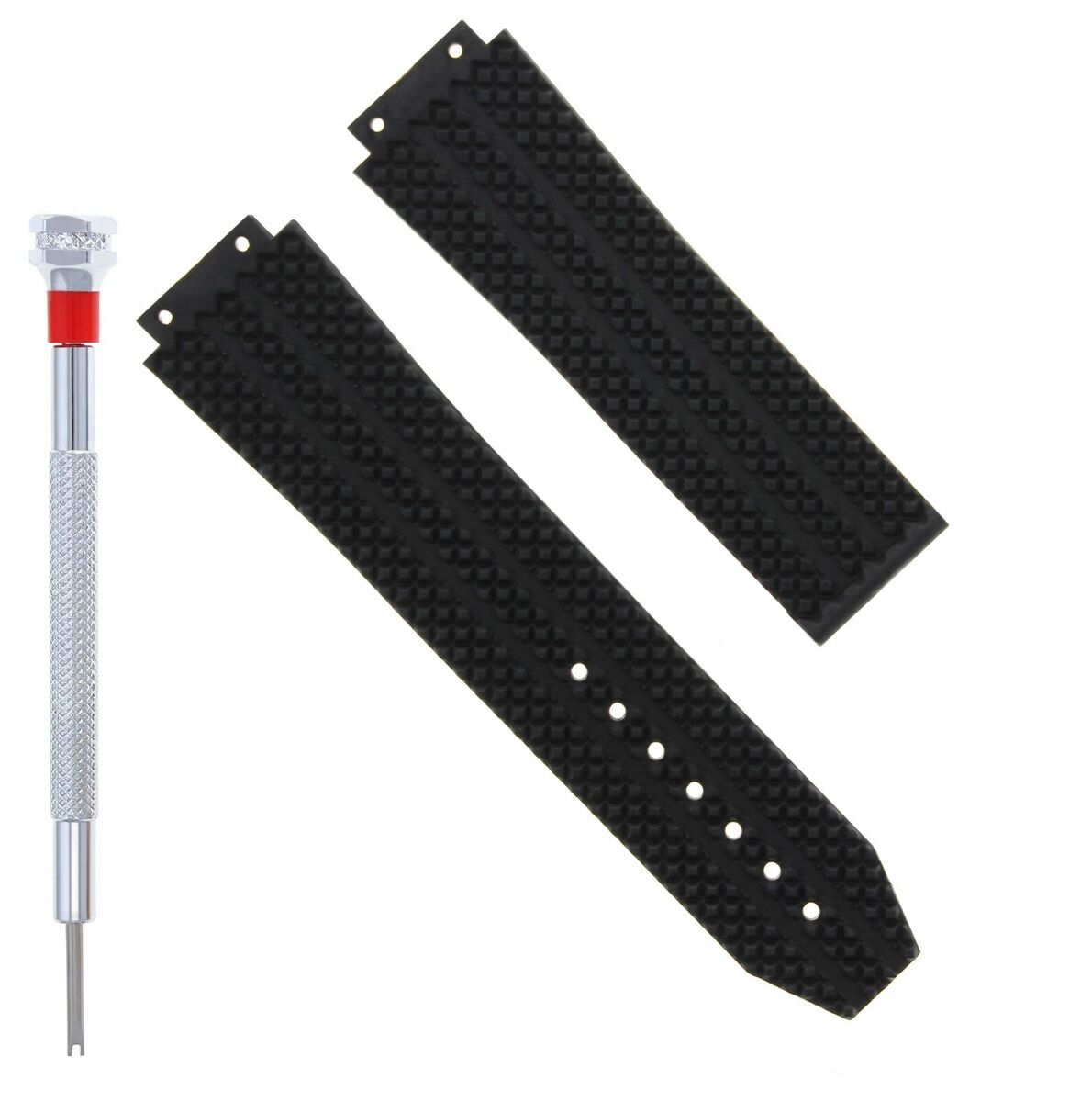 25MM RUBBER WATCH STRAP BAND CLASP FOR H HUBLOT BIG BANG + SCREWDRIVER BLACK