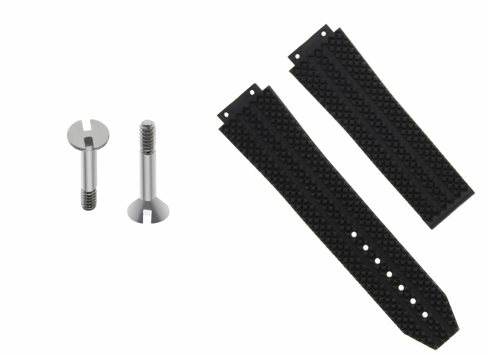 25MM RUBBER WATCH STRAP BAND FOR HUBLOT CERAMIC H BIG BANG WATCH BLACK +2 SCREW