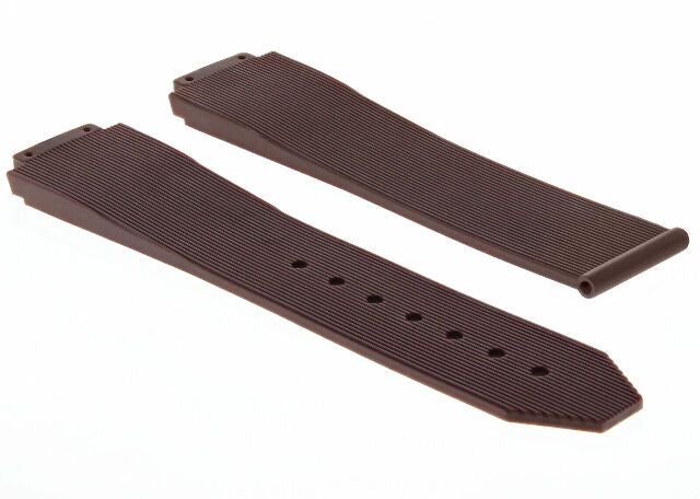 25MM RUBBER WATCH STRAP BAND FOR HUBLOT FUSION H BIG BANG WATCH BROWN + 2 SCREW