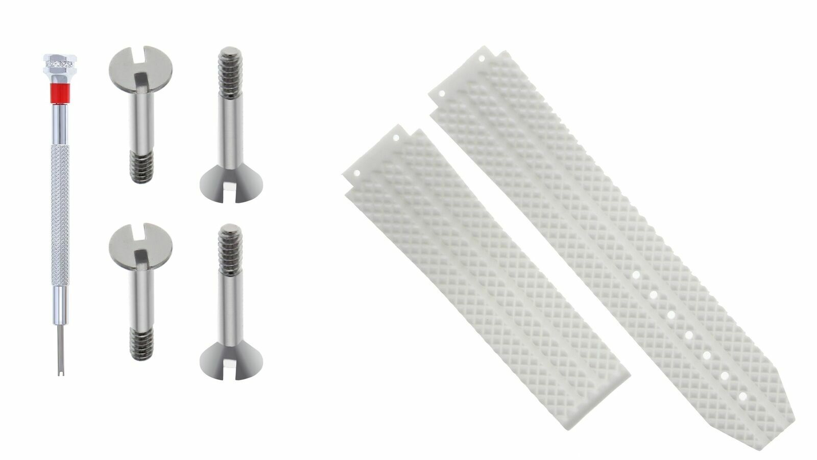 25MM RUBBER WATCH BAND STRAP CLASP FOR HUBLOT H BIG BANG WATCH + 4 SCREW WHITE