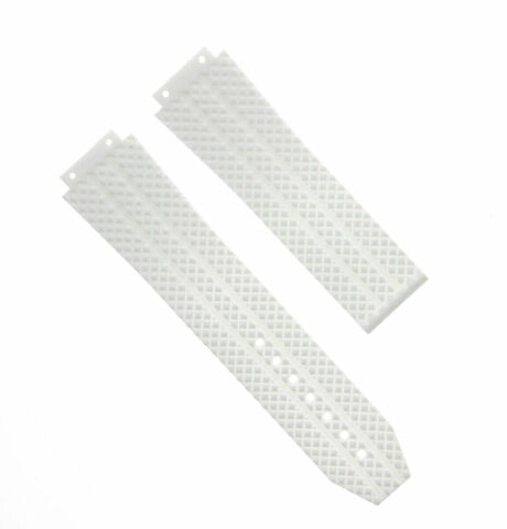 25MM SILICONE RUBBER WATCH BAND DEPLOYMENT CLASP TIRE STRAP FOR HUBLOT WHITE