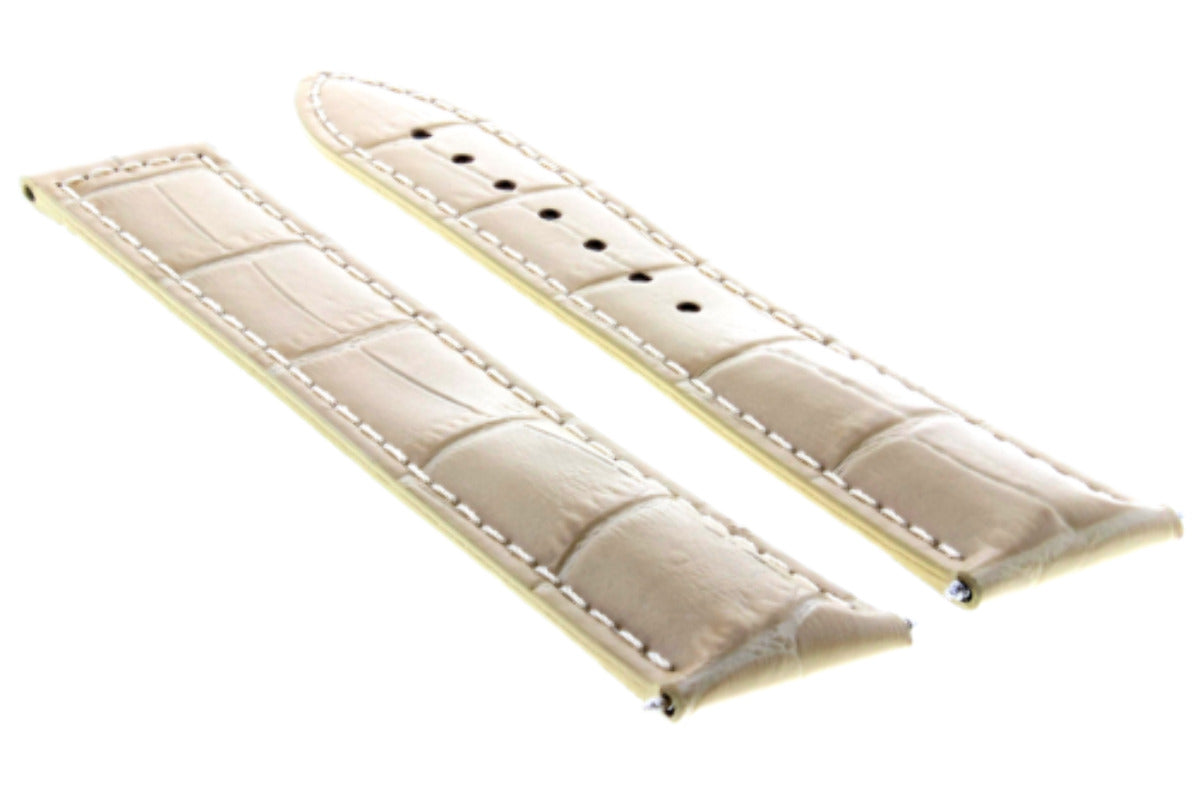 22MM GENUINE LEATHER STRAP BAND DEPLOYMENT CLASP FOR IWC PORTUGUESE  BEIGE WS