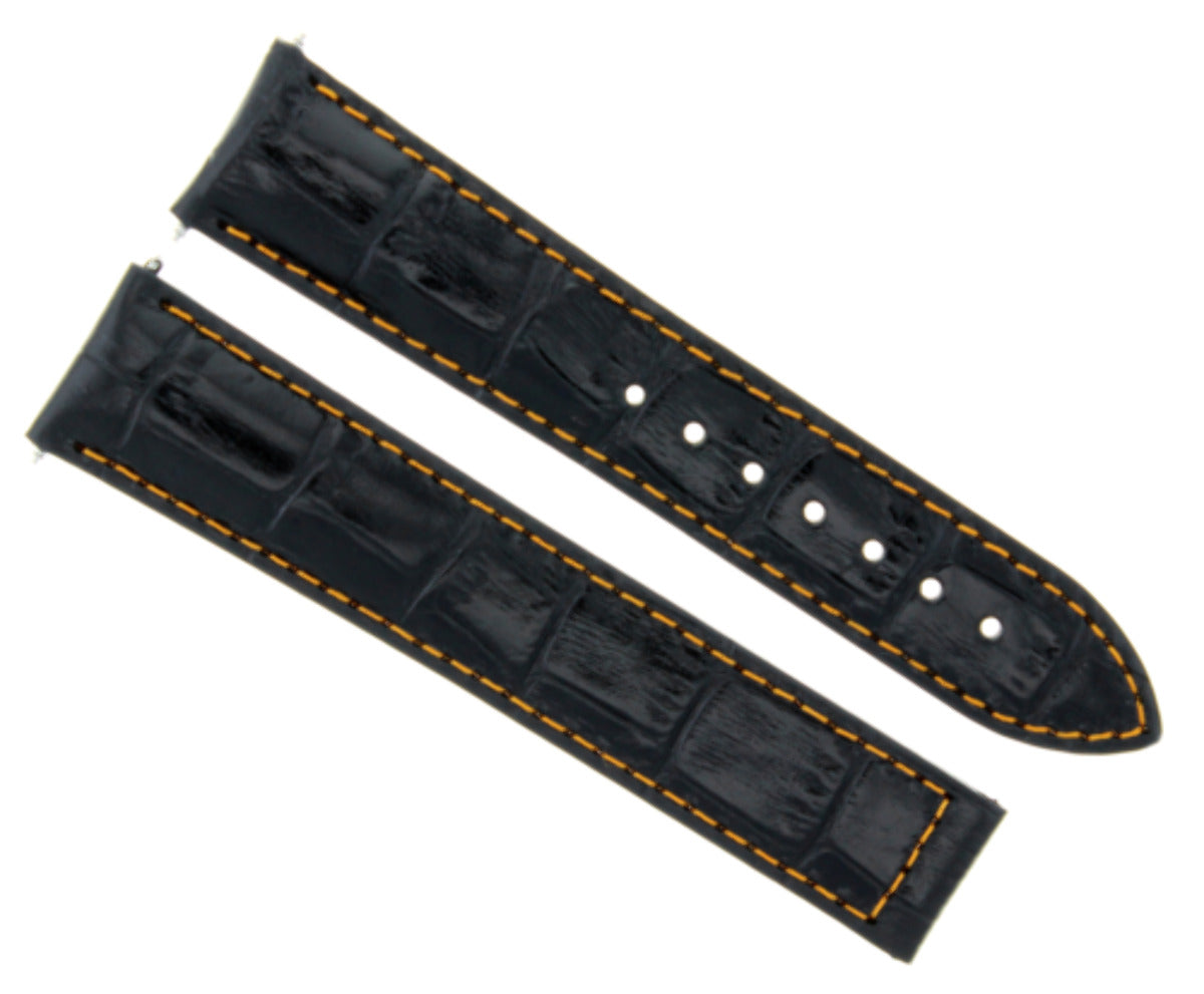 22MM LEATHER WATCH BAND STRAP FOR IWC PILOT PORTUGUESE DEPLOY CLASP BLACK OS