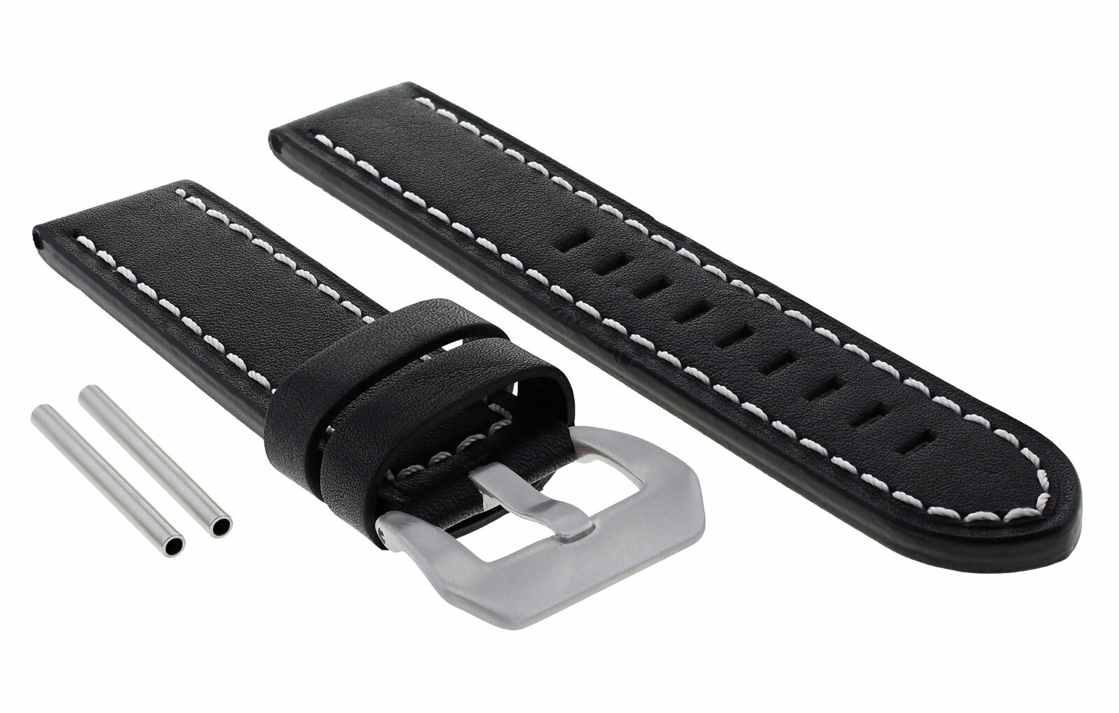 22MM LEATHER WATCH BAND STRAP SMOOTH FOR PANERAI MARINA LUMINOR BLACK WS LONG