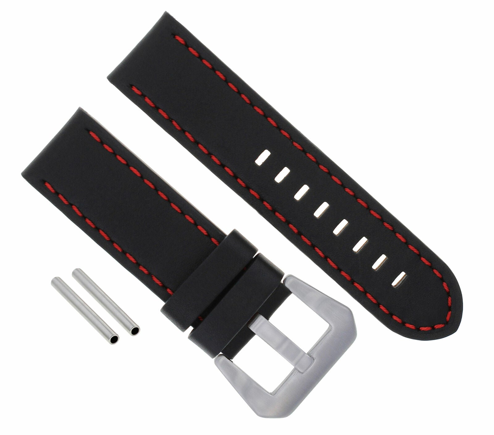 24MM PAM LEATHER WATCH BAND STRAP FOR 44MM PANERAI 88 562 441 90 104 BLACK RED