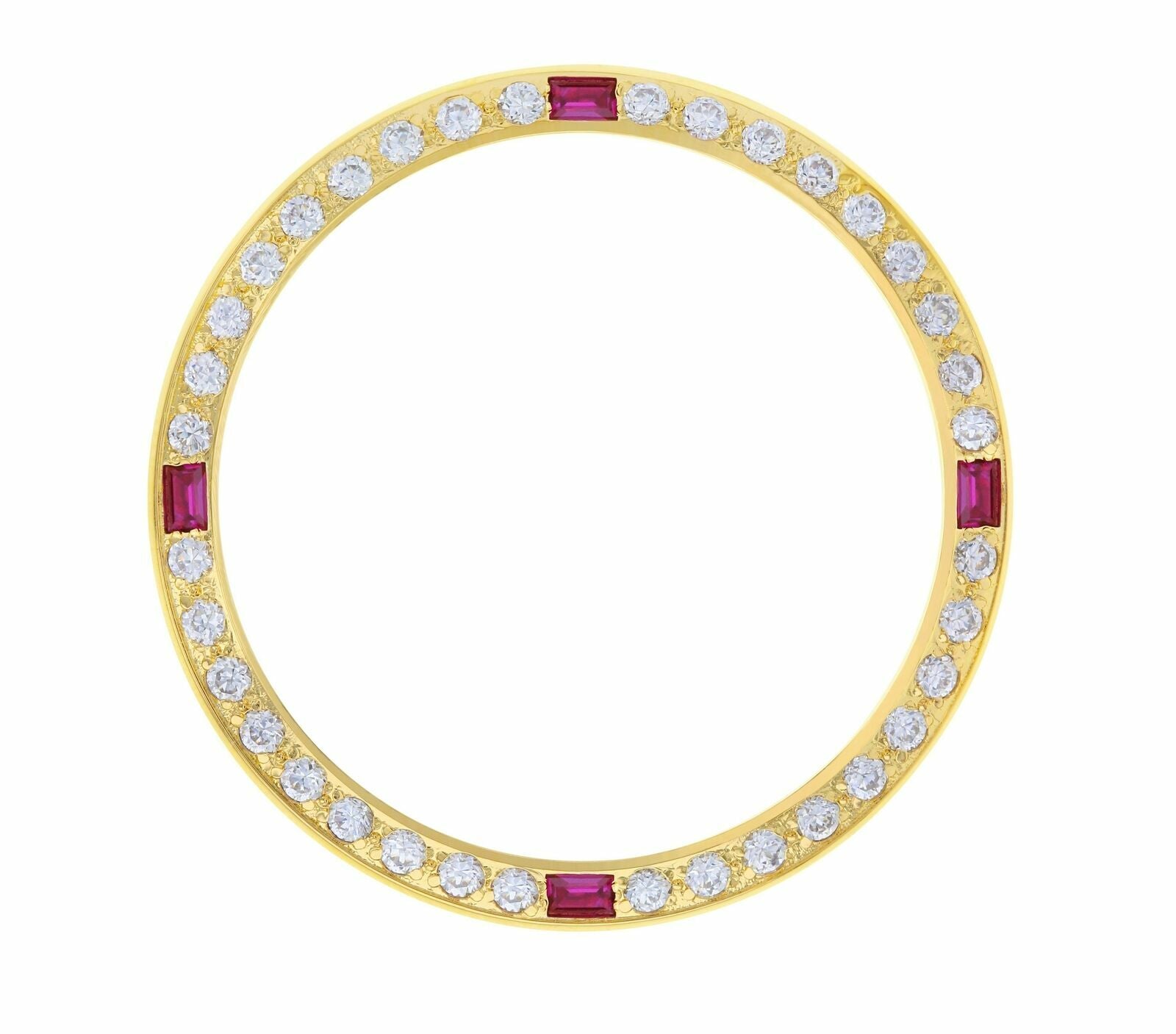 GOLD GP CREATED DIAMOND RUBY BEZEL FOR 36MM MEN ROLEX DATEJUST 16013 16233 16234